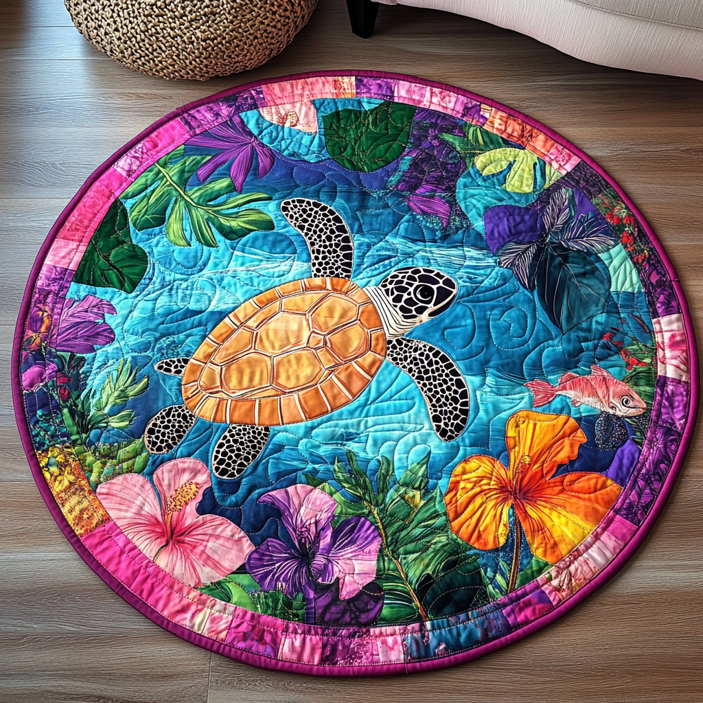 Turtle Dream Quilted Round Mat Entry Way Ideas Unique Sea Turtle Gifts