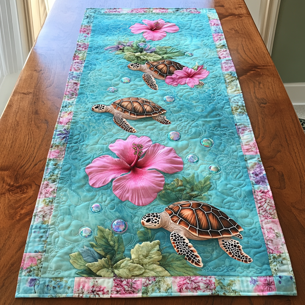 Turtle Dream Quilted Table Runner Dining Table Ideas Turtle Gifts For Husband