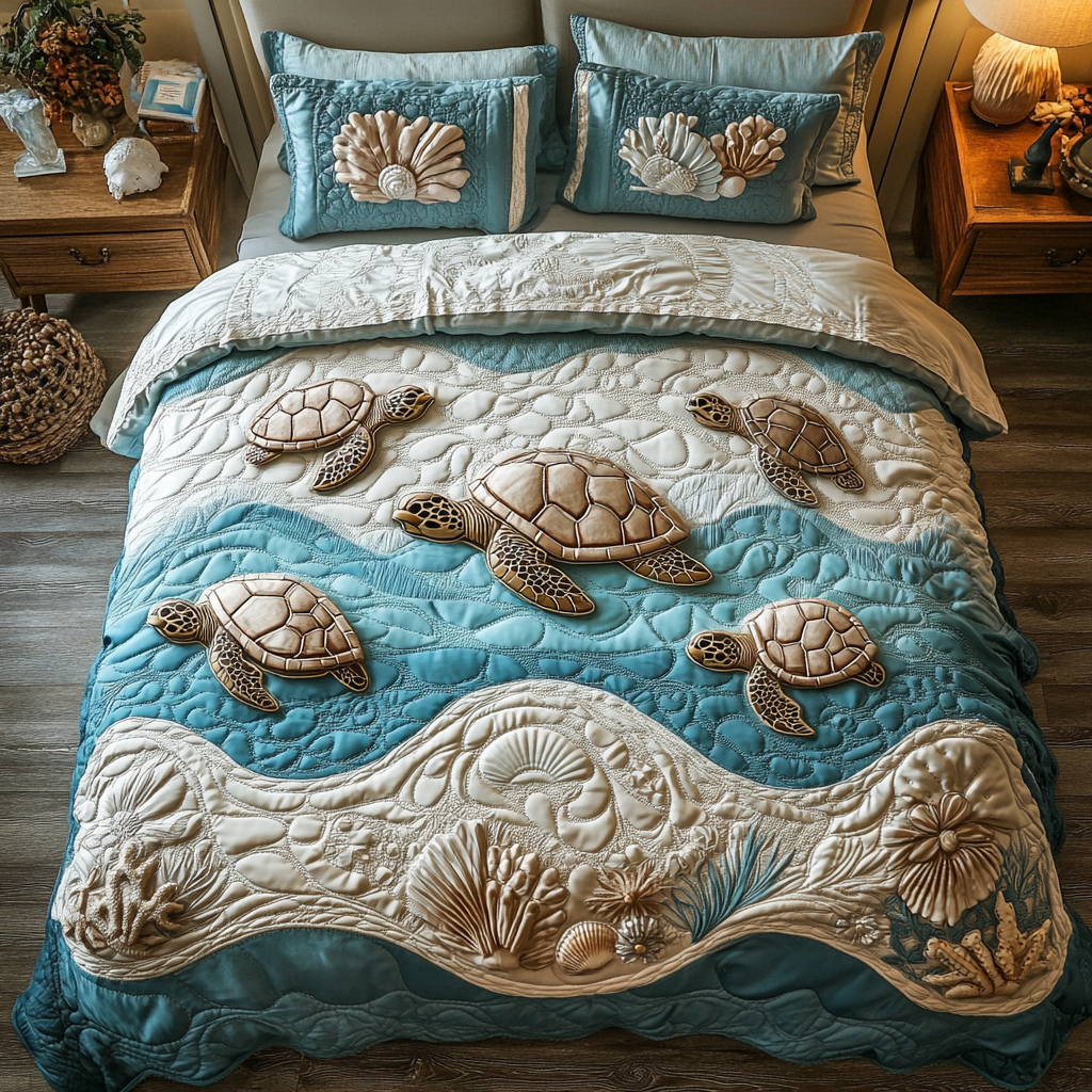 Turtle Dreams Quilted Bedding Set Twin Duvet Covers Birthday Gifts For Dad From Daughter