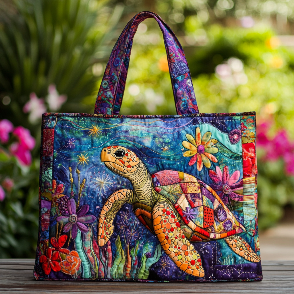 Turtle Dreams Quilted Tote Bag Beach Lover Gifts For Her