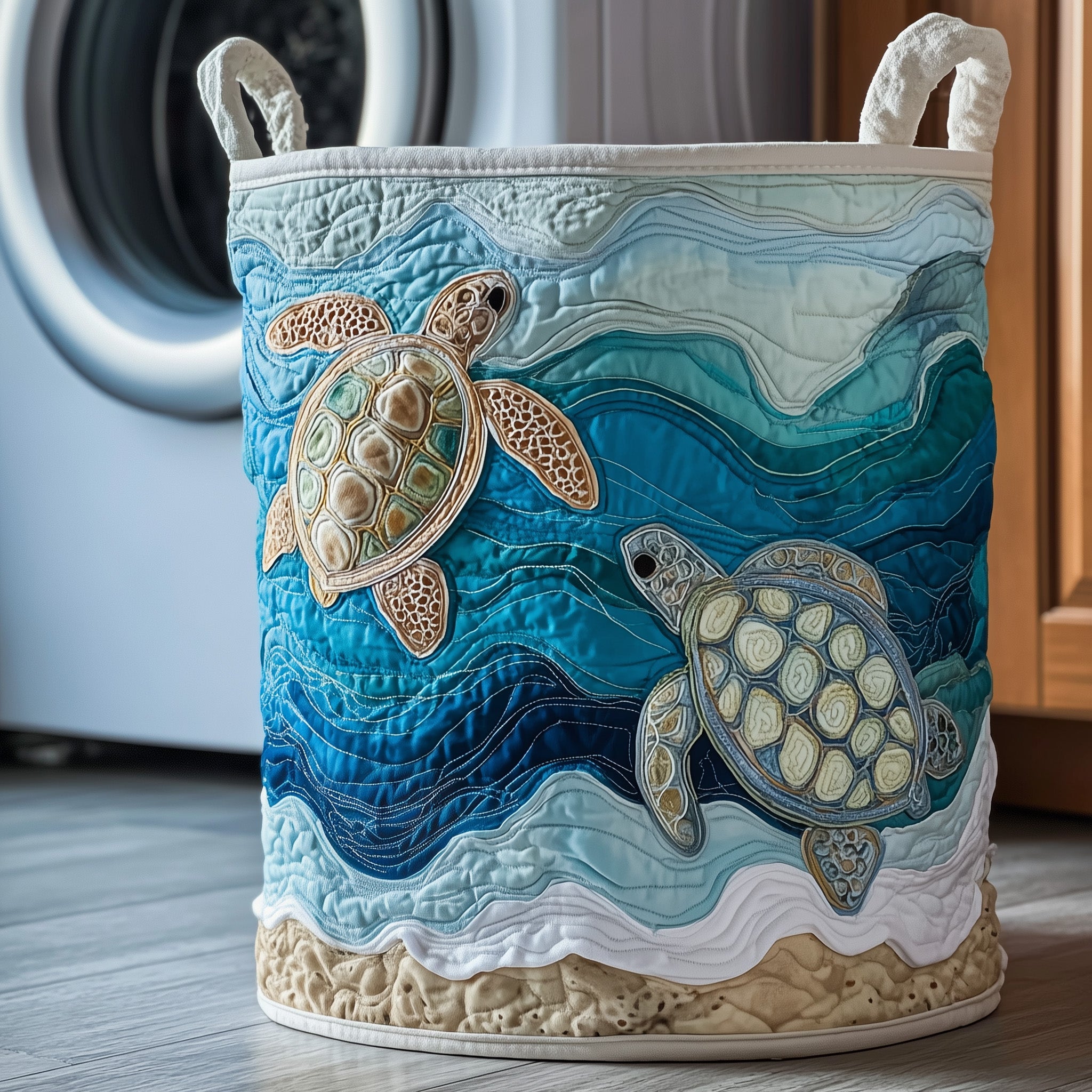 Turtle Drift Quilted Laundry Basket Adorable Gifts For Sea Turtle Enthusiasts