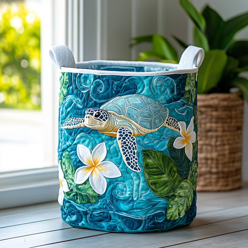 Turtle Drift Quilted Laundry Basket Top Choice For Housewarming