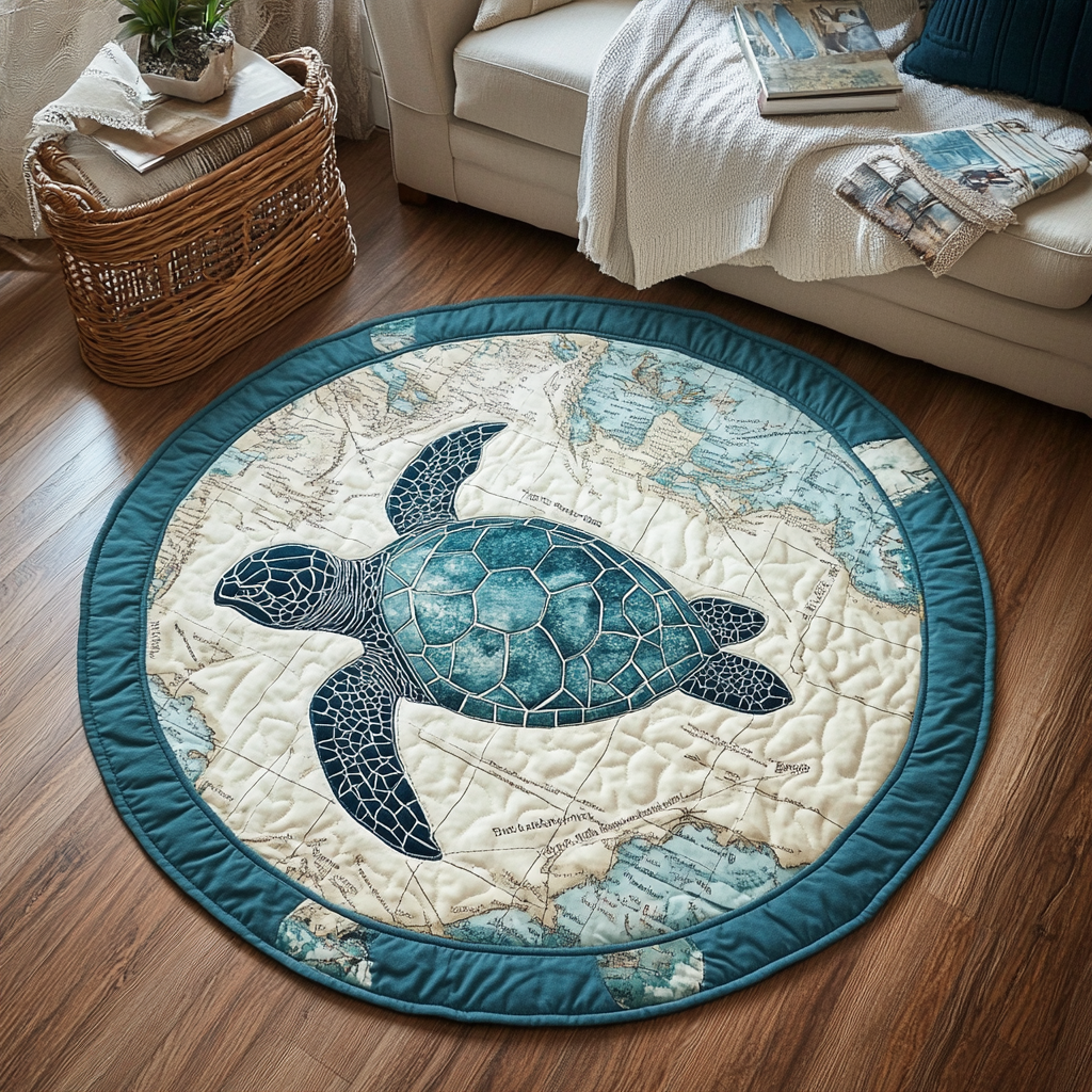 Turtle Essence Quilted Round Mat Foyer Decor Ideas Sea Turtle Gift Ideas For Her