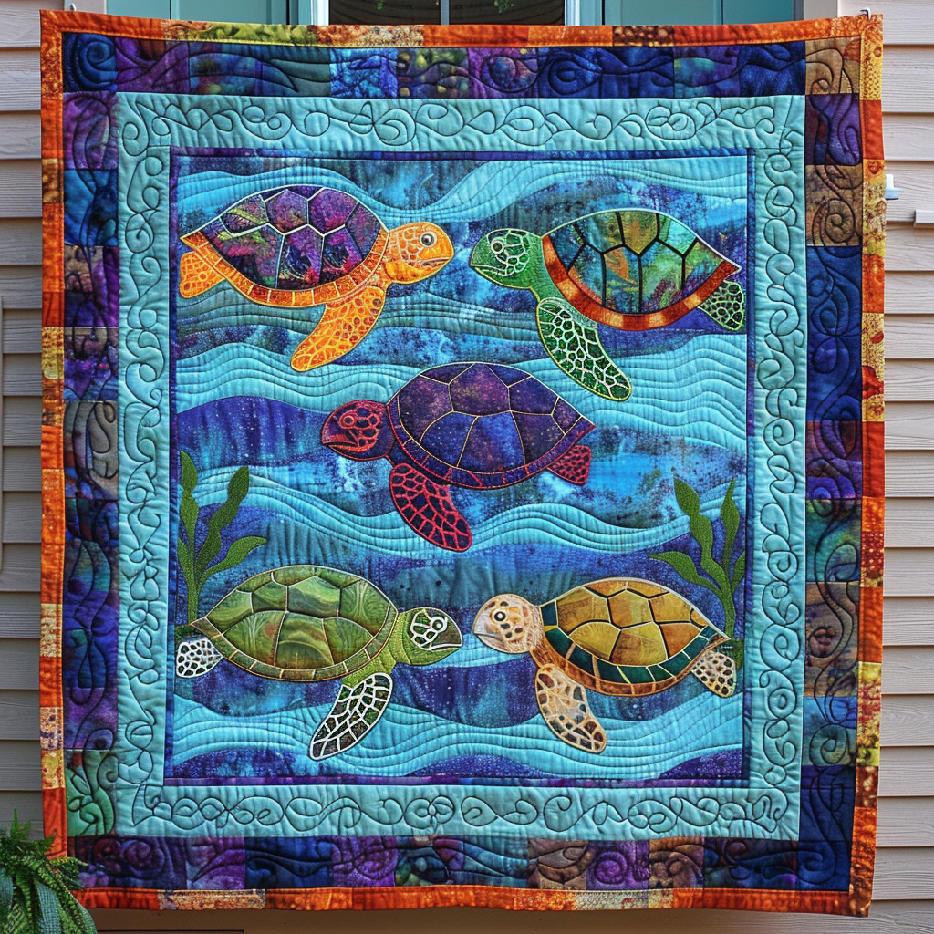 Turtle Expedition Quilted Blanket Turtle Gifts For Adults