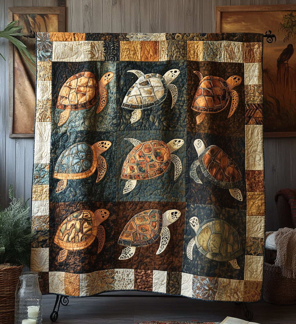 Turtle Fossil Quilted Blanket Turtle Present Ideas