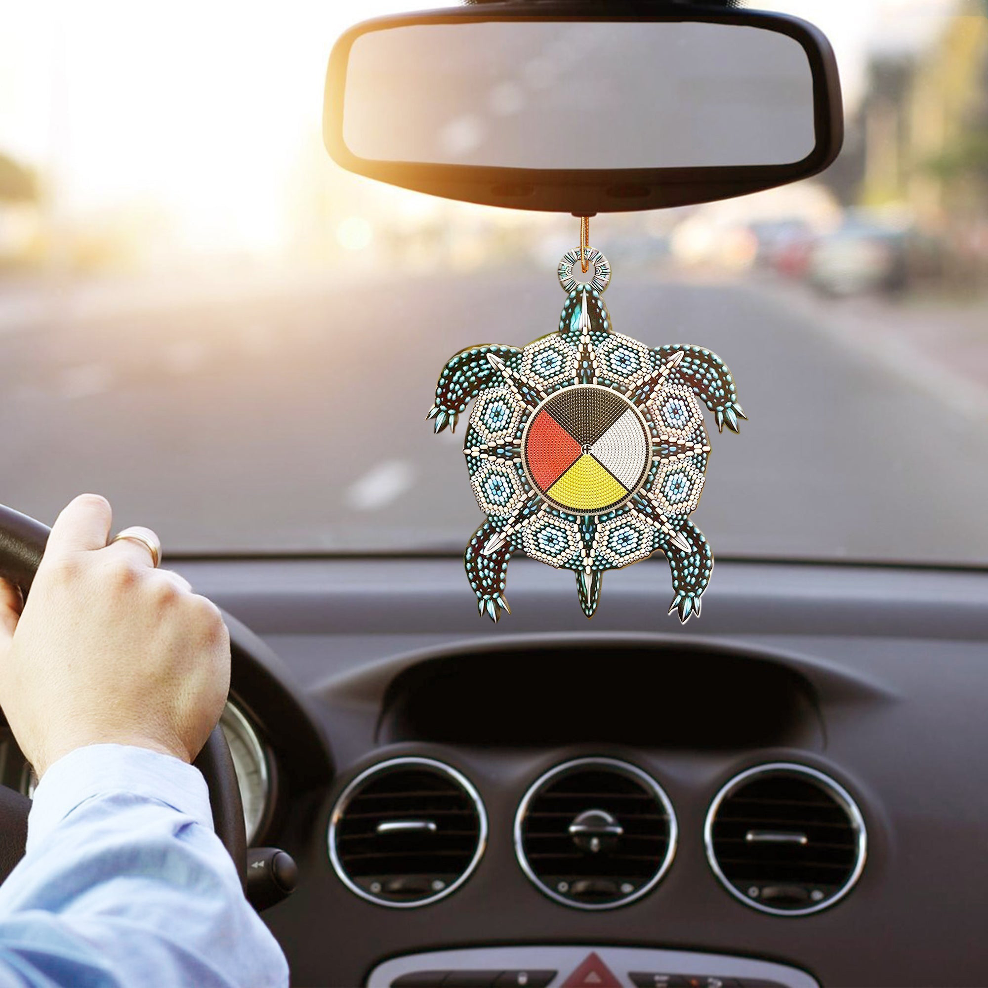 Turtle Four Directions Native American Christmas Car Ornament Xmas Decor Gifts For Dad