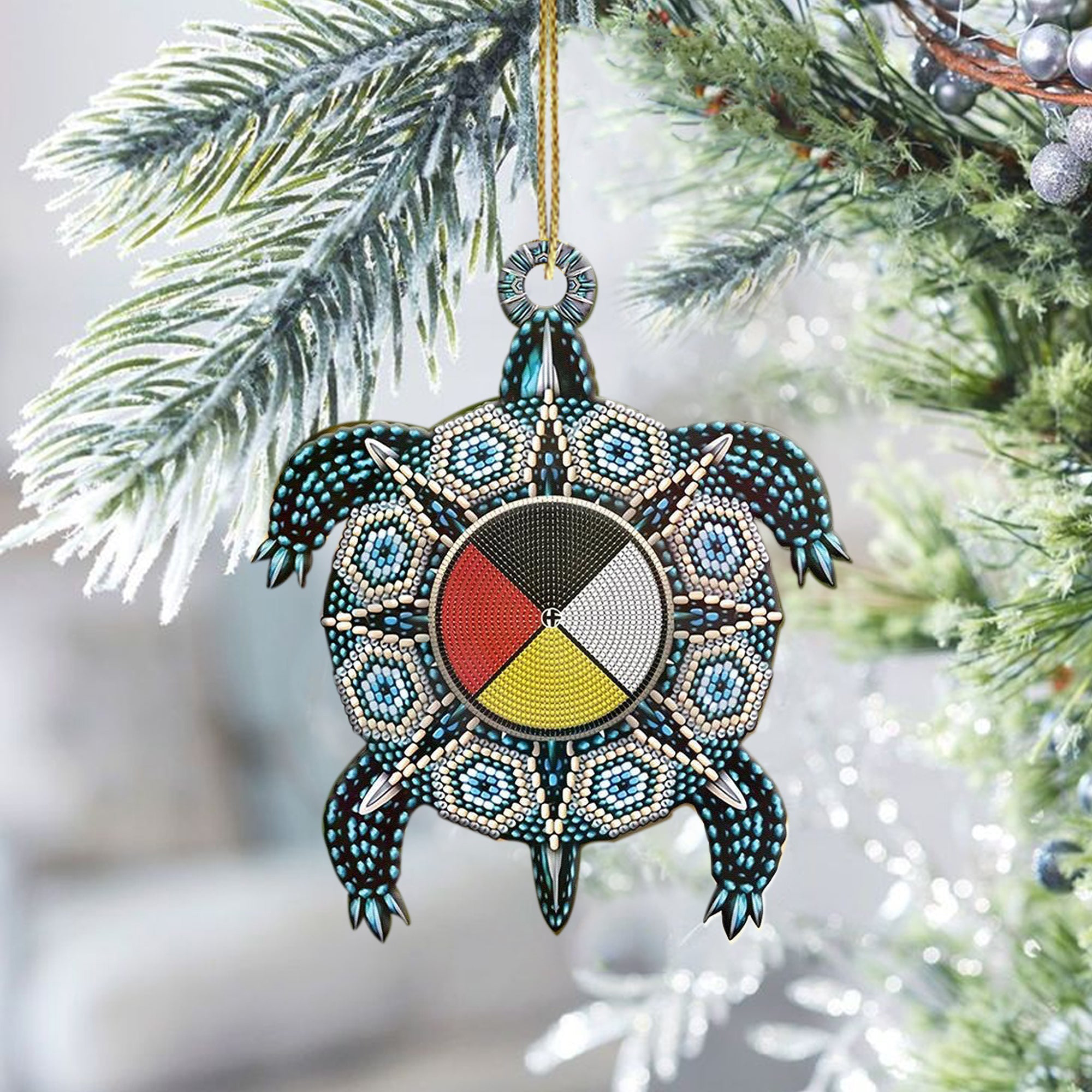 Turtle Four Directions Native American Christmas Ornament Xmas Home Decor Gift Ideas