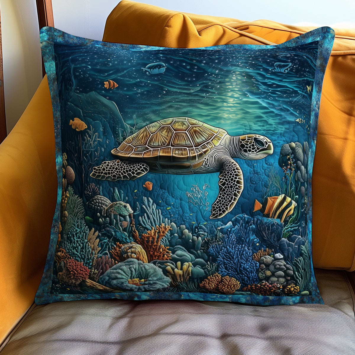 Turtle Garden Quilt Pillow Case Printed Pillow Cover for Aesthetic Bedroom Vibes