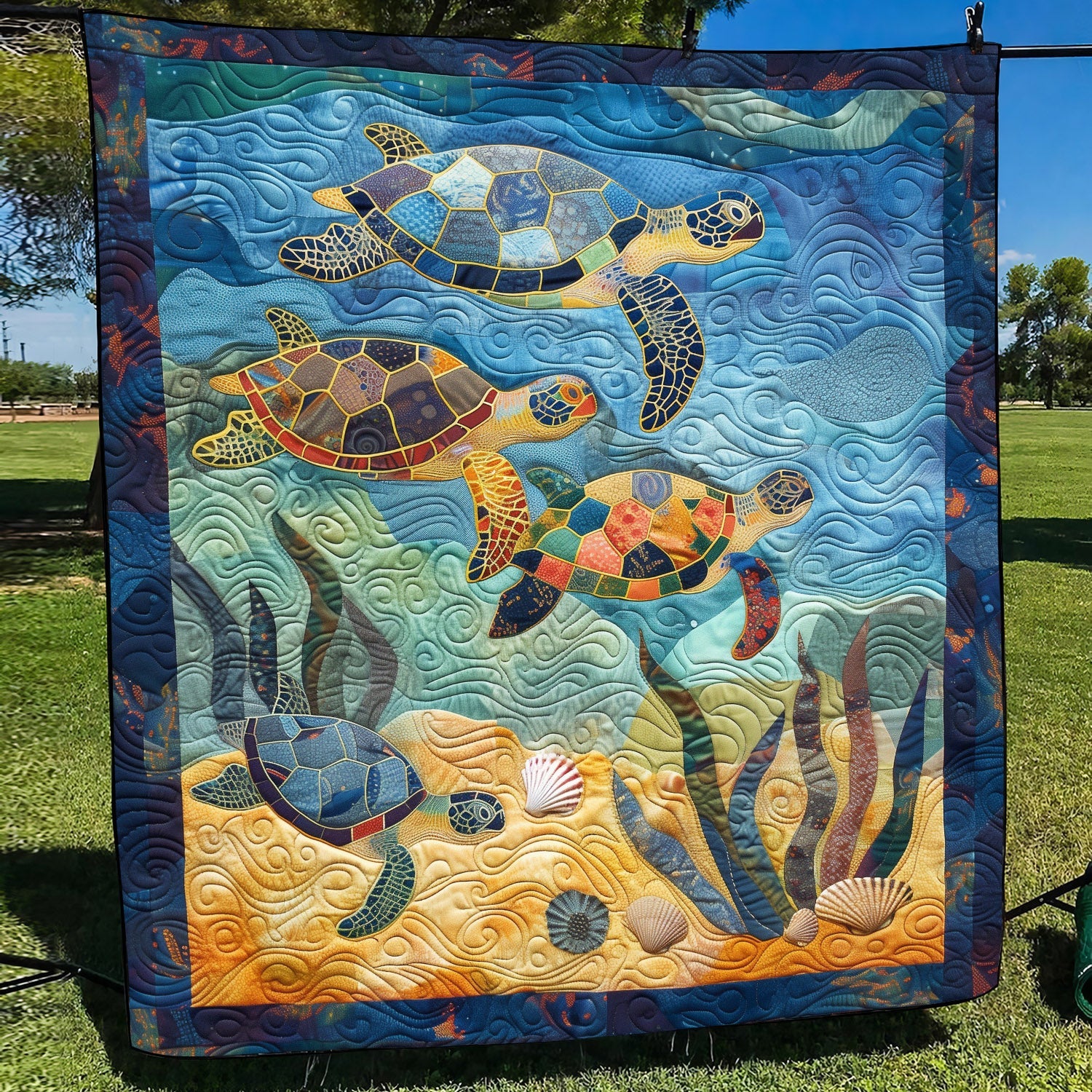 Turtle Harmony Quilted Blanket Turtle Gifts For Adults