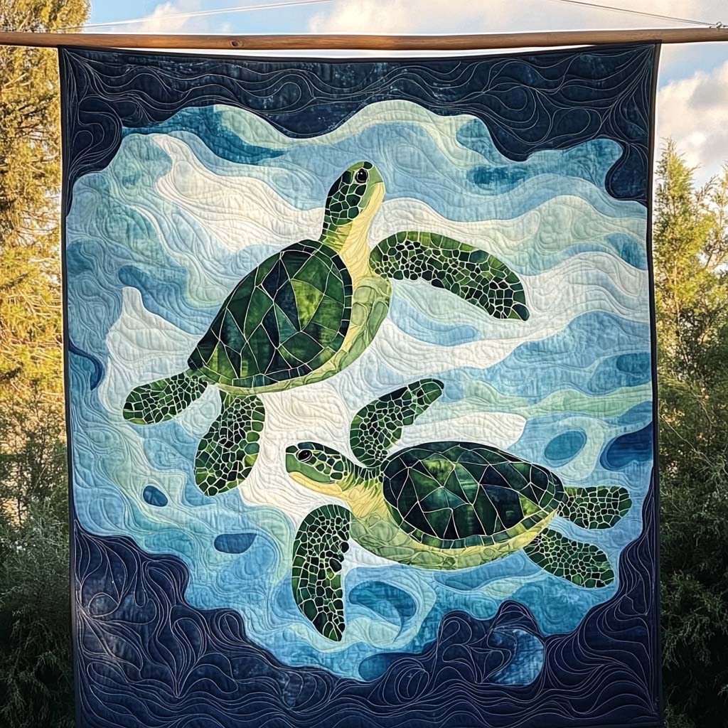 Turtle Harmony Quilted Blanket Unique Gifts For Turtle Lovers