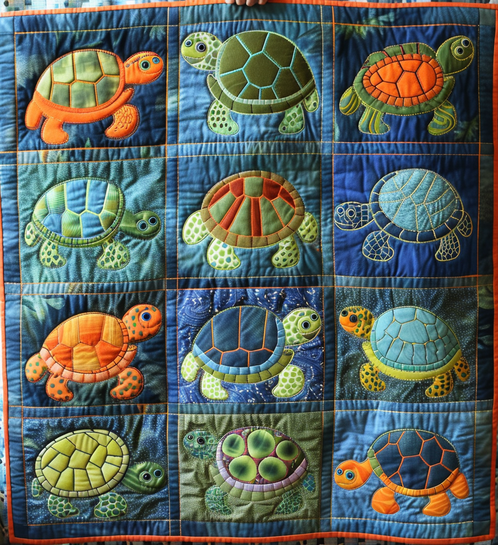 Turtle Harmony Quilted Blanket Unique Gifts For Turtle Lovers