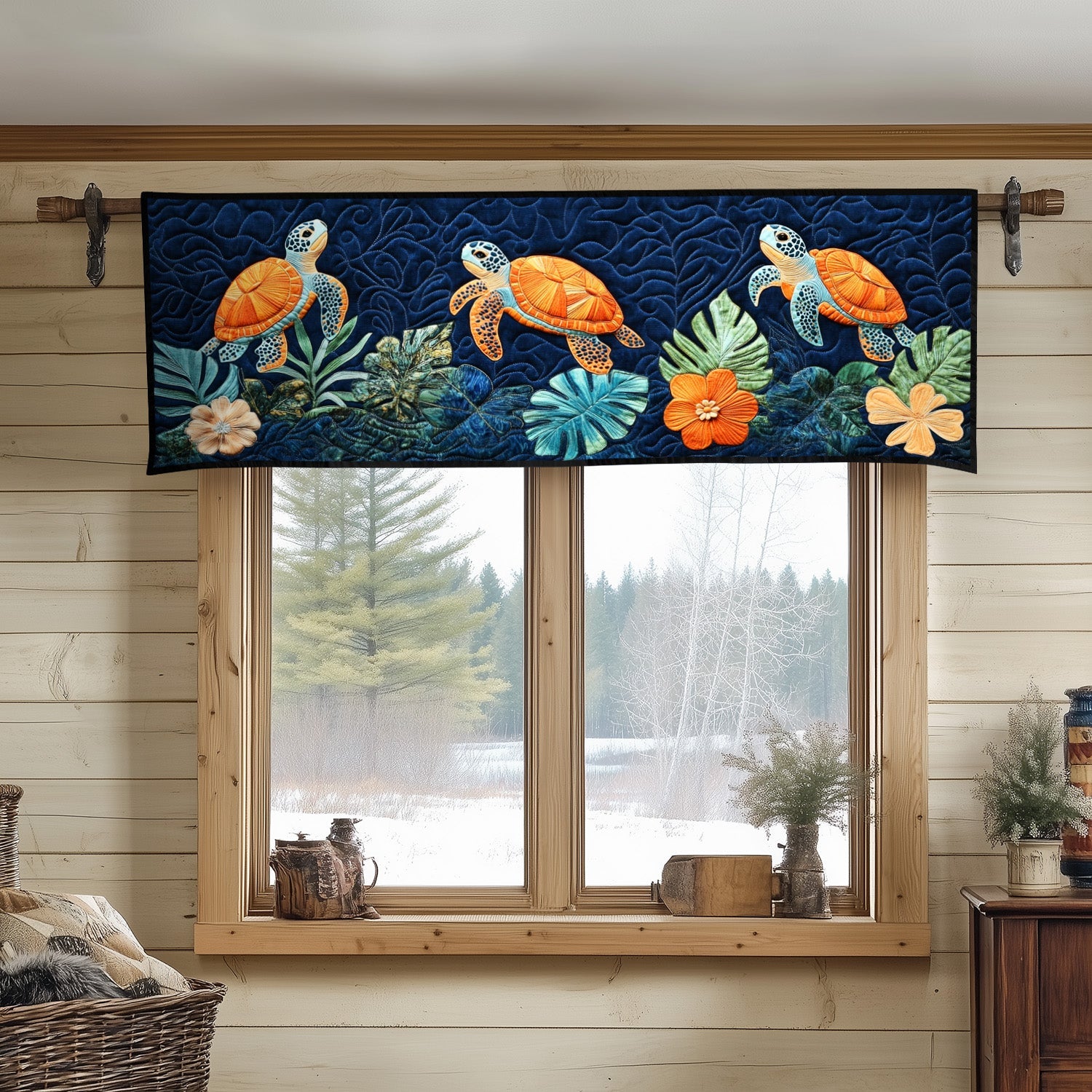 Turtle Harmony Quilted Valance Front Door Decor Gifts For A Turtle Lover