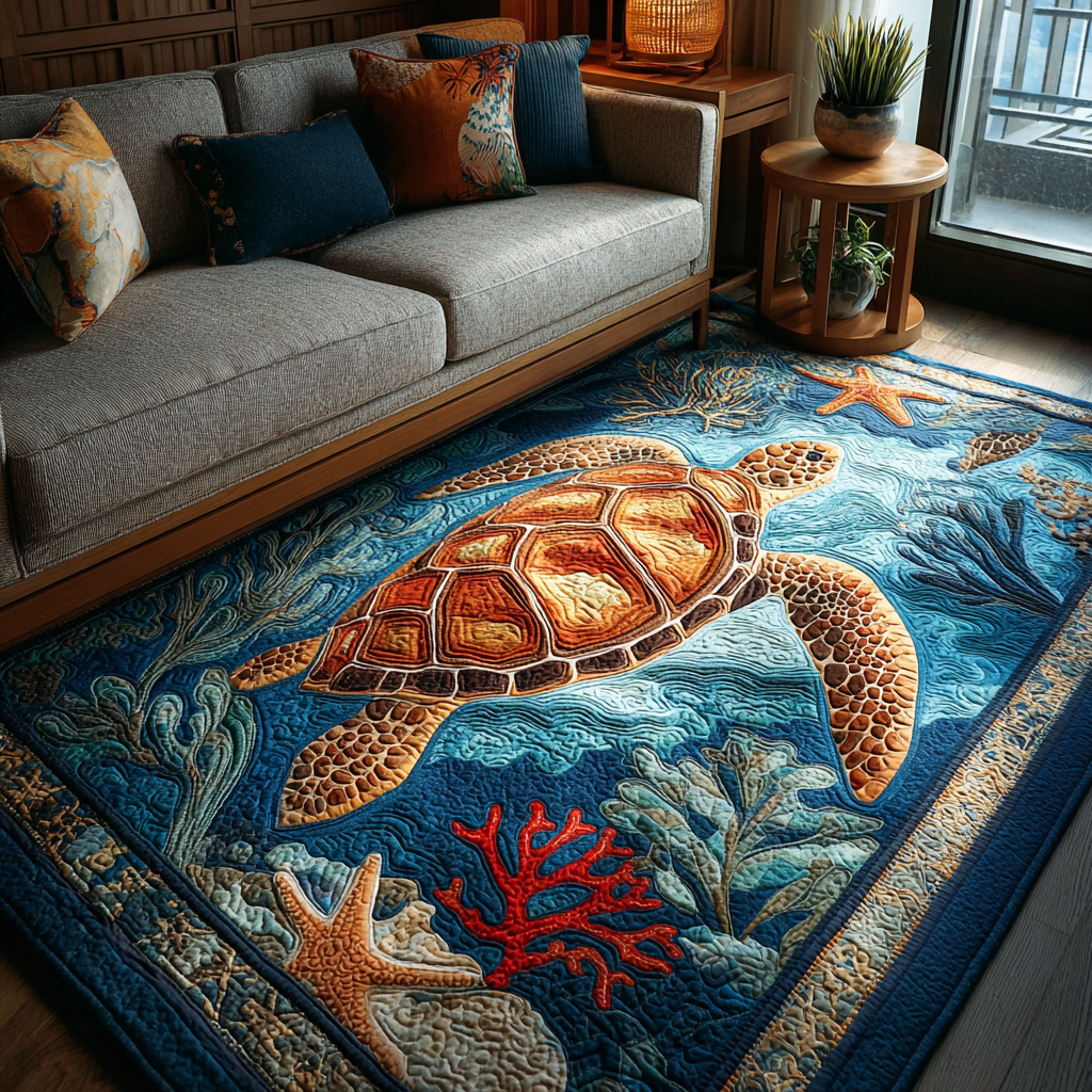 Turtle Haven Area Rug  Modern Rugs Best Gift for Turtle Lovers