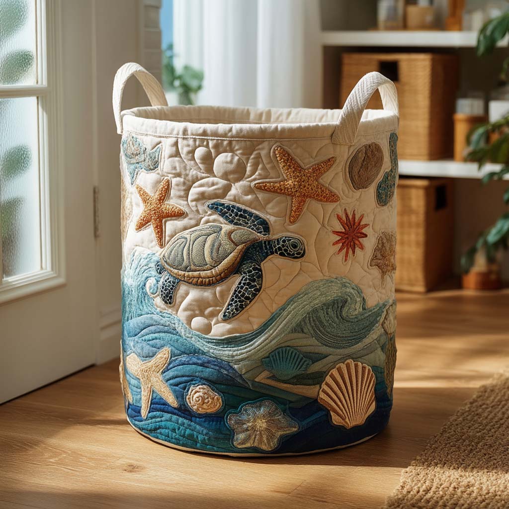Turtle Haven Quilted Laundry Basket Anniversary Merch Gift