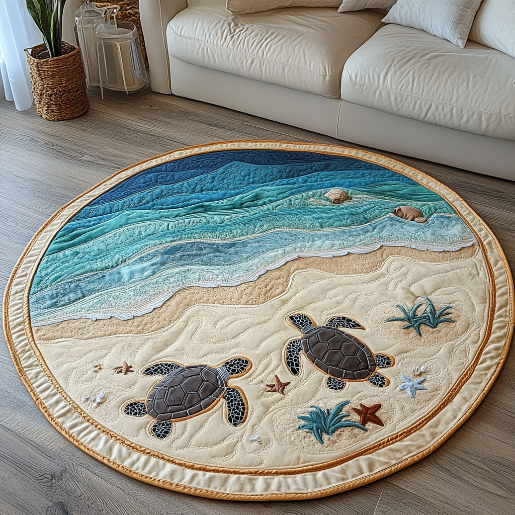 Turtle Haven Quilted Round Mat Christmas Entryway Decor Gifts That Help Sea Turtles