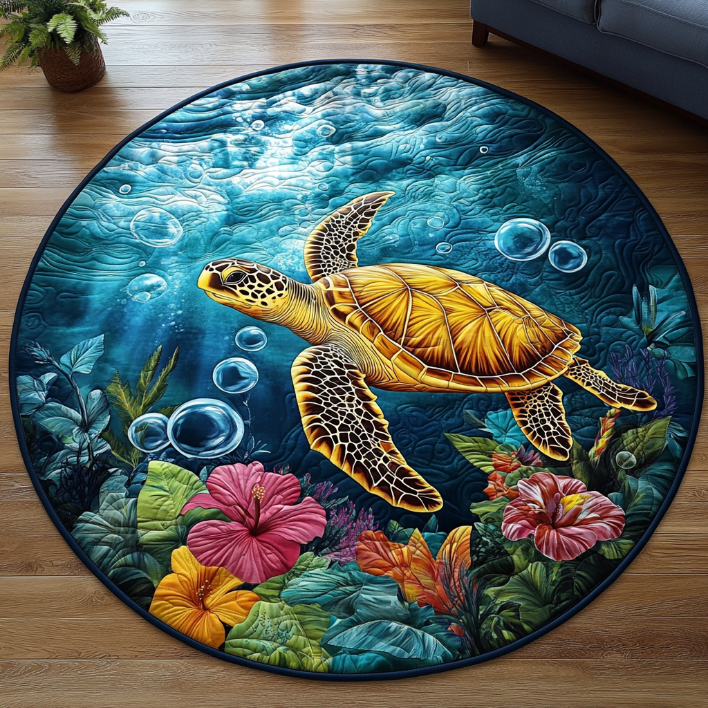 Turtle Haven Quilted Round Mat Entrance Way Ideas Sea Turtle Gift Shop