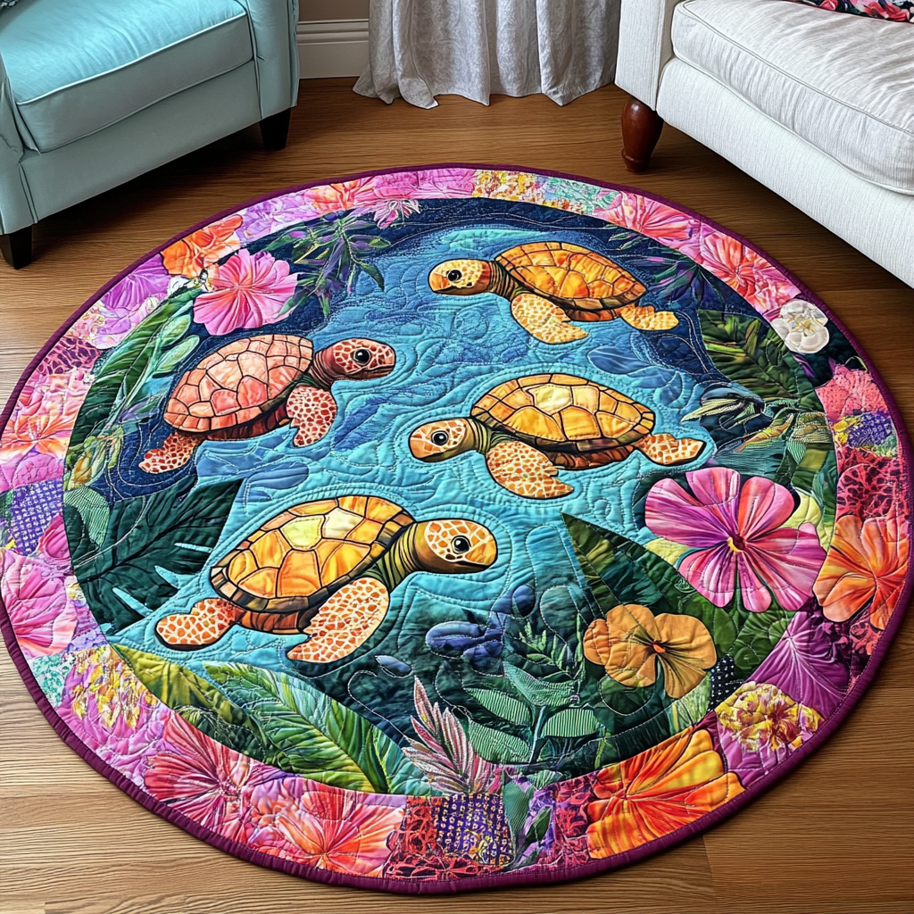 Turtle Haven Quilted Round Mat Entryway Design Ideas Gifts For Sea Turtle Lovers