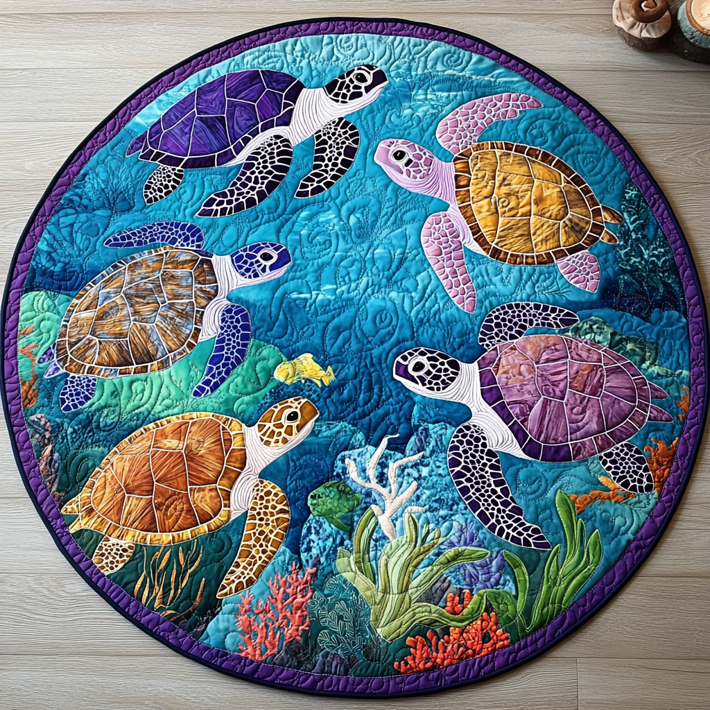 Turtle Haven Quilted Round Mat Entryway Ideas Best Gifts For Turtle Lovers