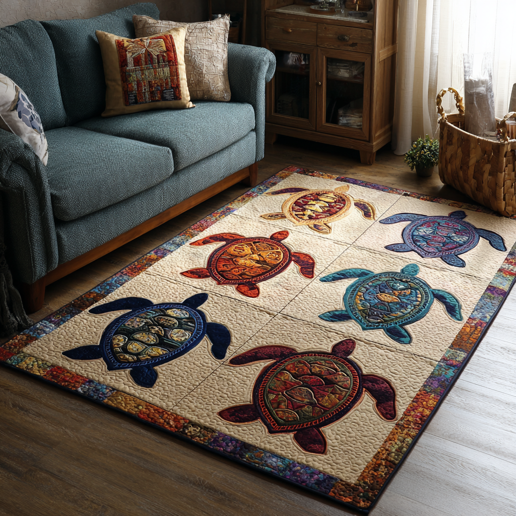 Turtle Horizon Area Rug  Modern Rugs Best Gift for Turtle Lovers