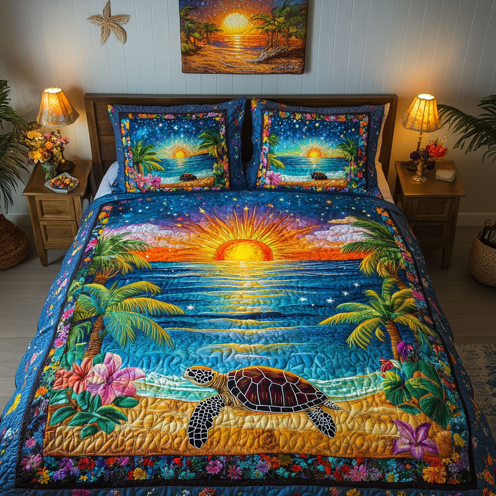 Turtle Journey Quilted Bedding Set Bed Decorations Christmas Presents For Sea Turtle Lovers