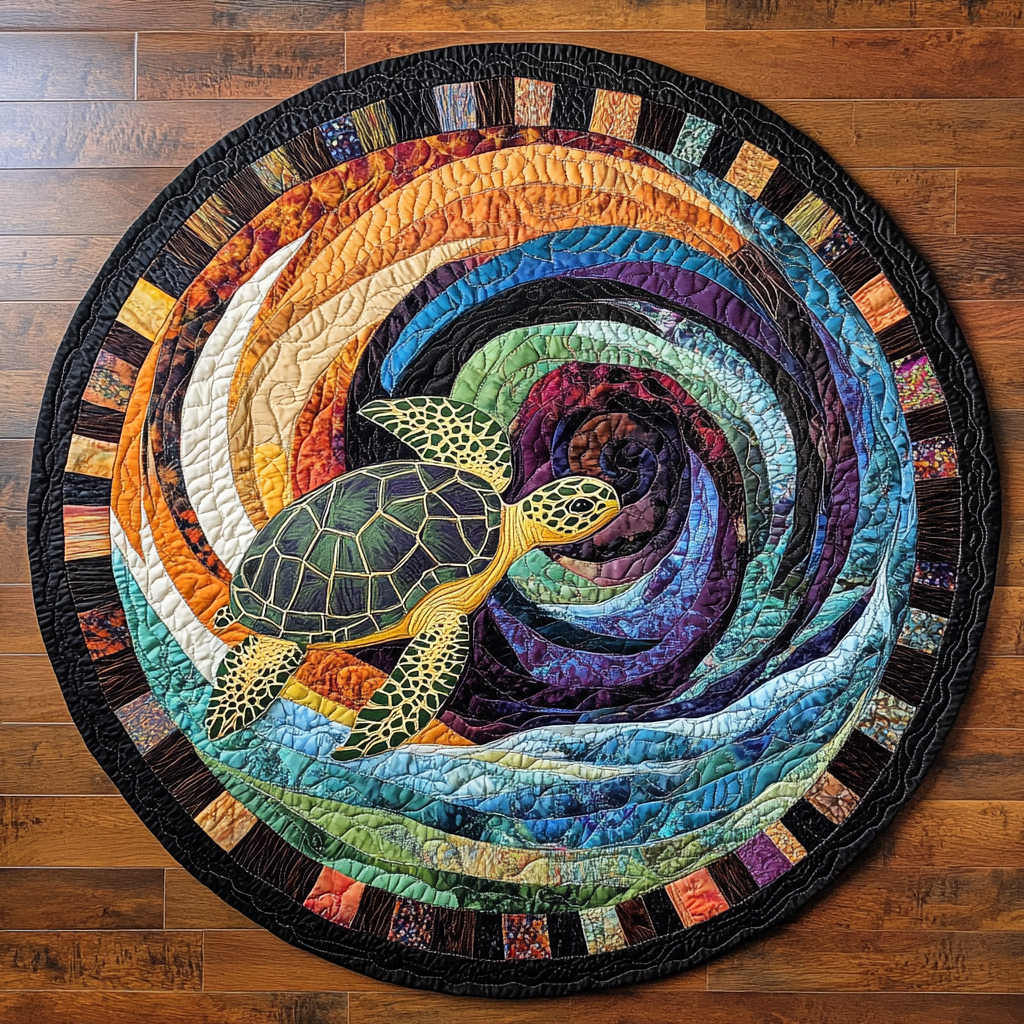 Turtle Journey Quilted Round Mat Entryway Rug Ideas Sea Turtle Christmas Gifts