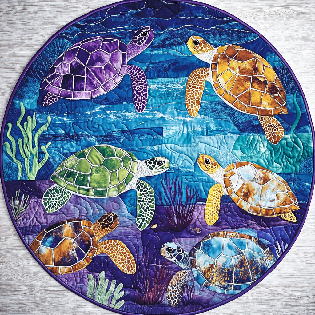 Turtle Journey Quilted Round Mat Front Entryway Ideas Turtle Items Gifts