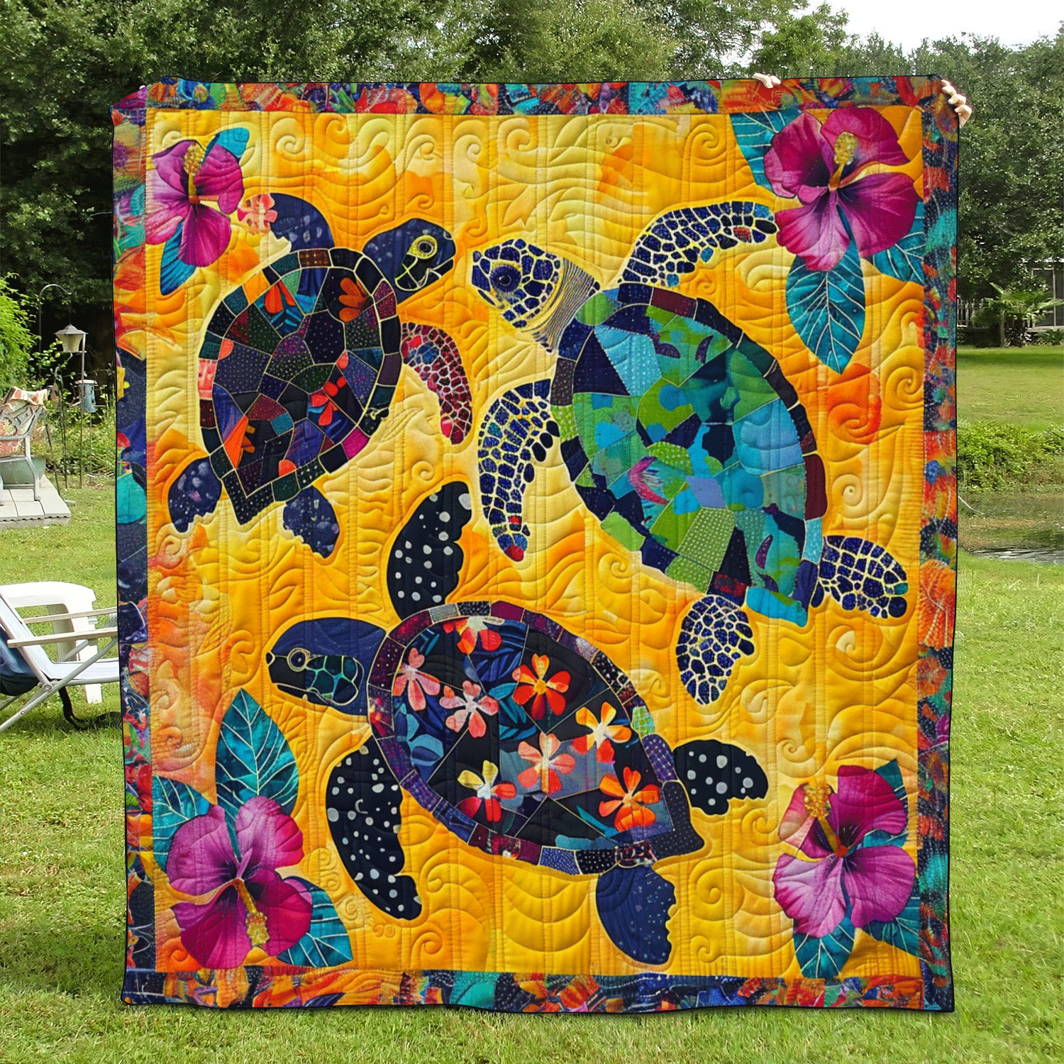 Turtle Lagoon Quilted Blanket Gifts For A Turtle Lover