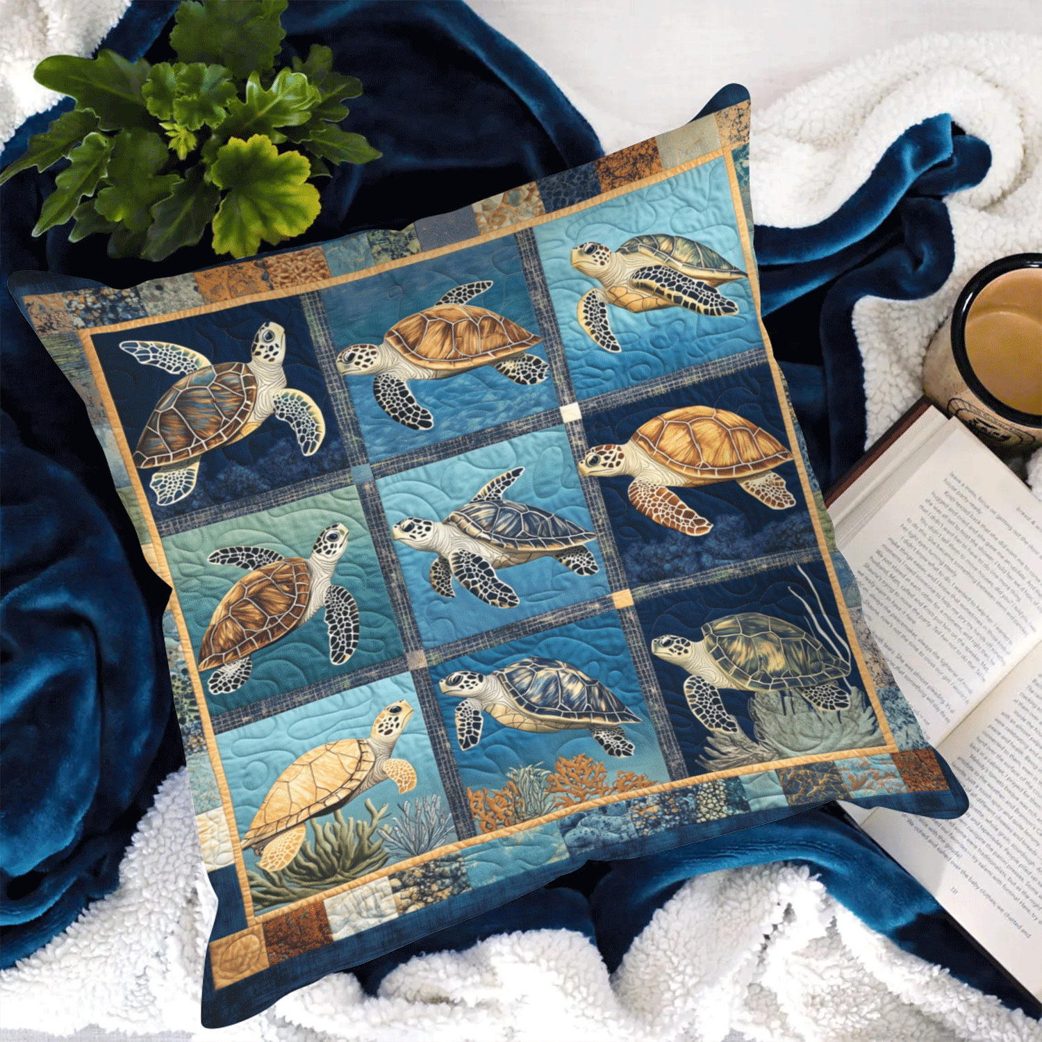 Turtle Lagoon Quilted Pillow Case Buffalo Plaid Pillow Cover Holiday