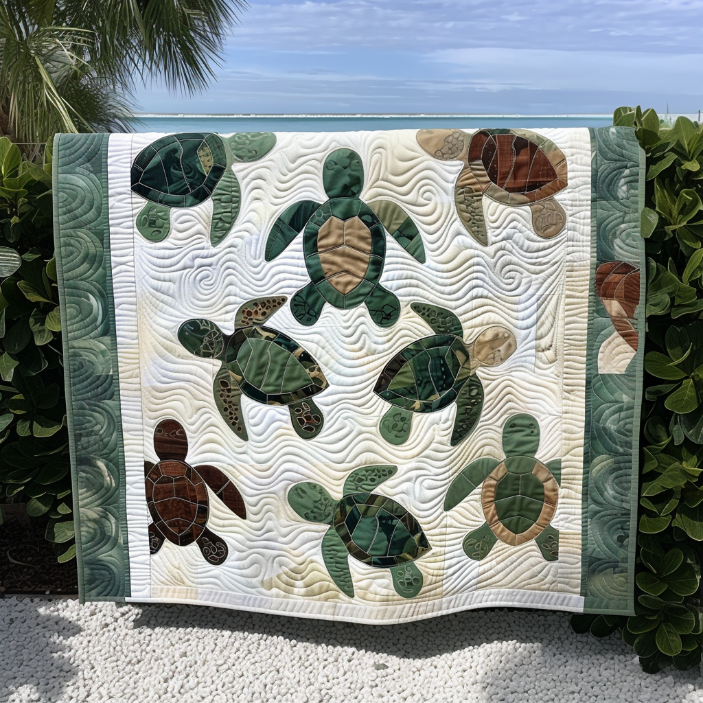 Turtle Mosaic Quilted Blanket Gift For Turtle Lover
