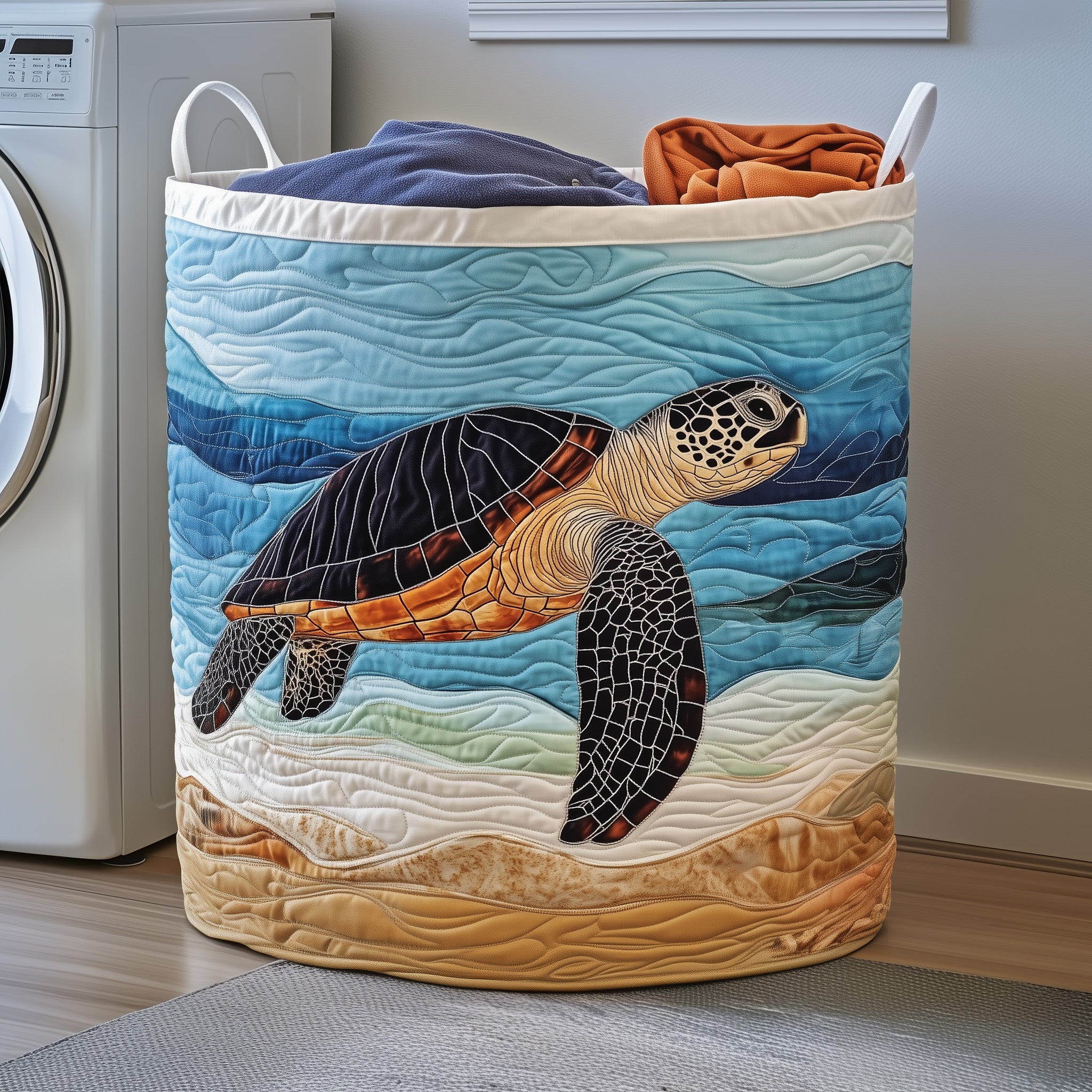 Turtle Ocean Quilted Laundry Basket Gift To Brighten Their Day