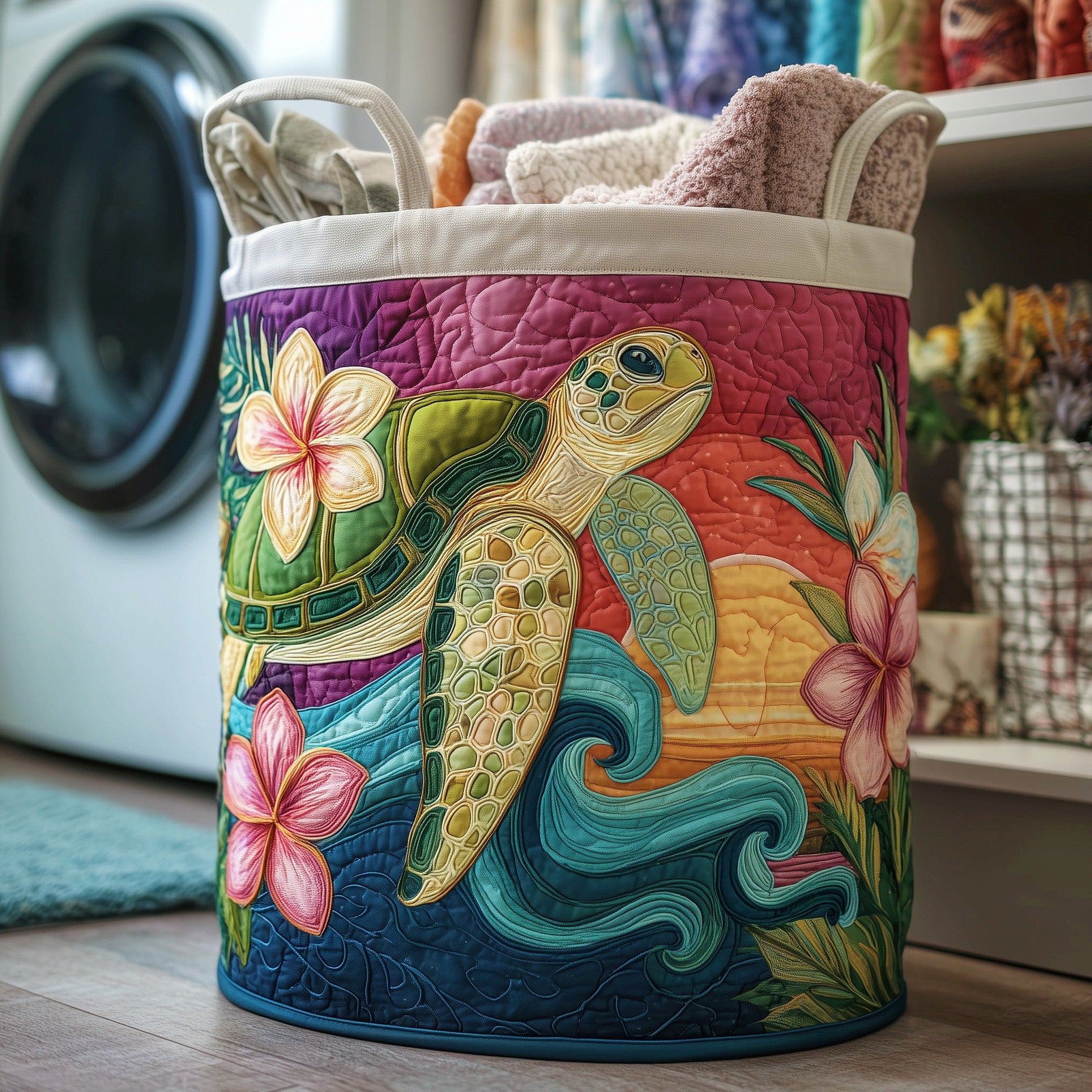 Turtle Ocean Quilted Laundry Basket Gifts For A Turtle Lover