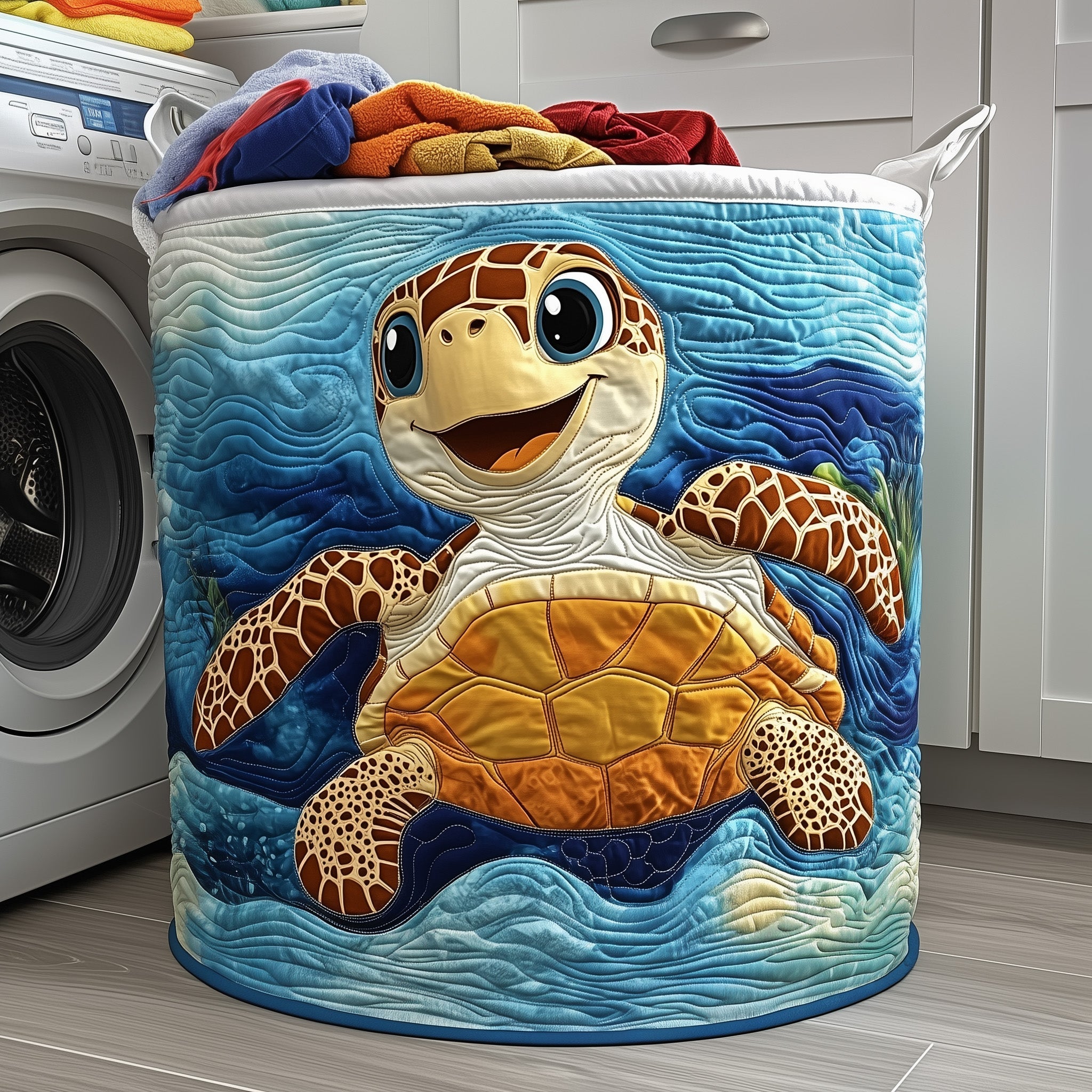 Turtle Ocean Quilted Laundry Basket Graduation Merch Gift