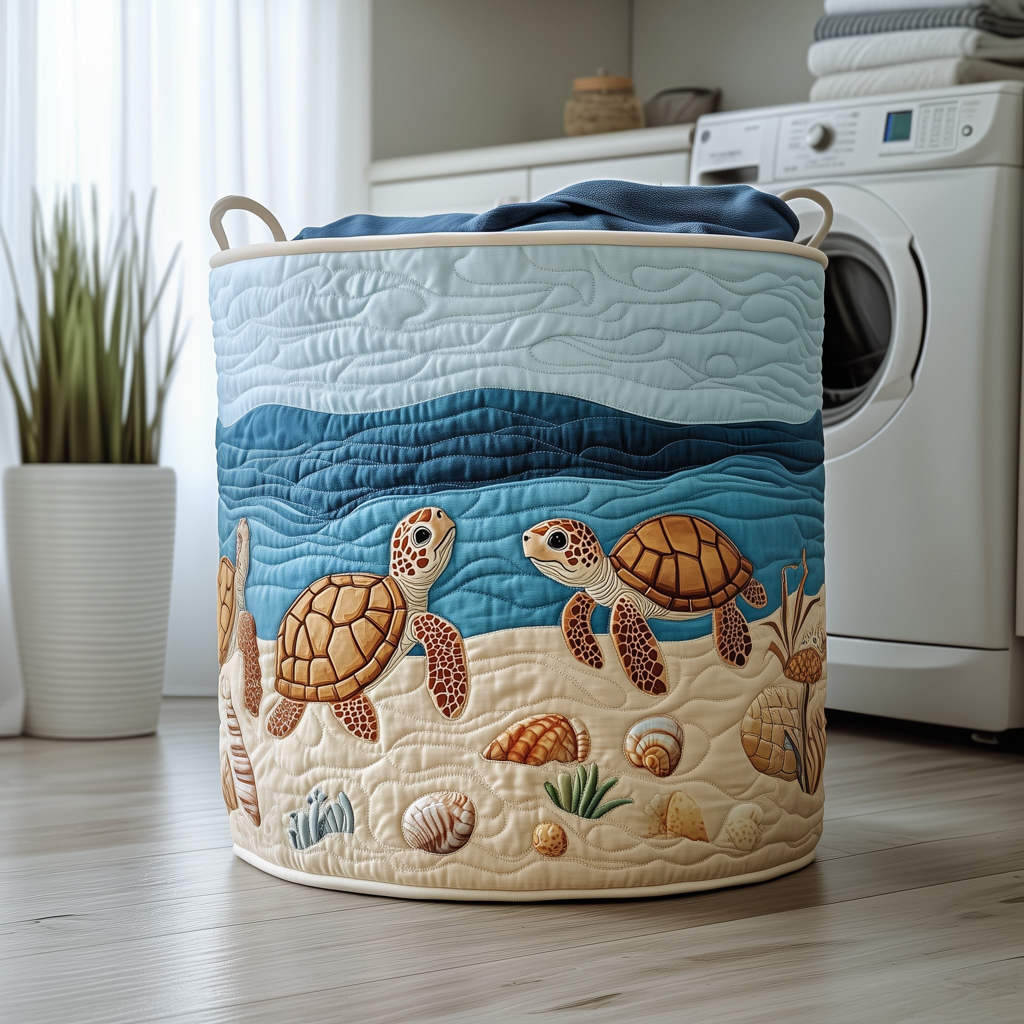 Turtle Ocean Quilted Laundry Basket Presents For Turtle Lovers