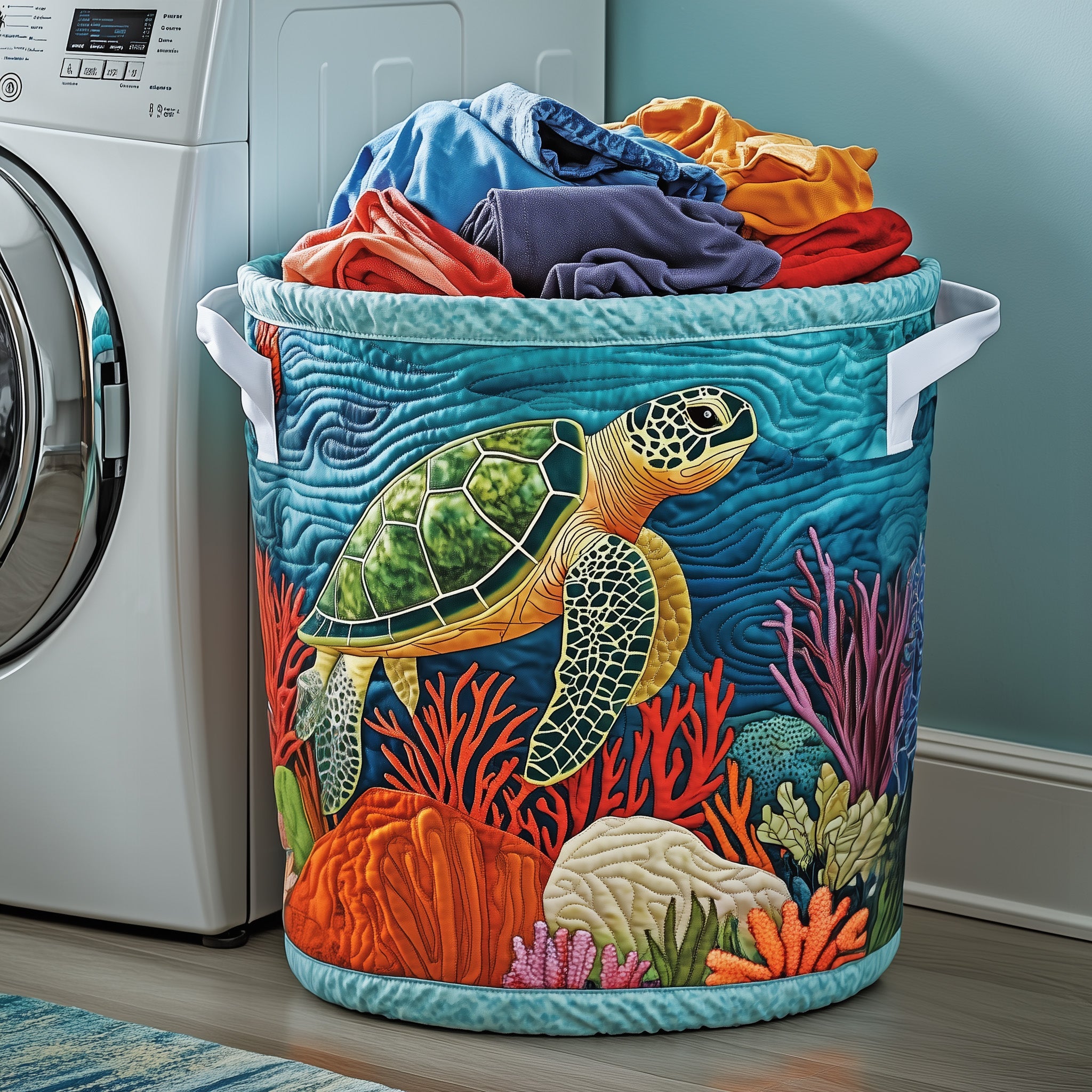 Turtle Ocean Quilted Laundry Basket Turtle Lover Christmas Present Ideas For Mom
