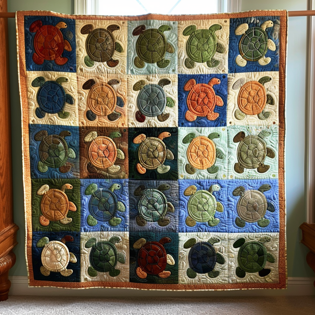 Turtle Parade Quilted Blanket Gifts For A Turtle Lover