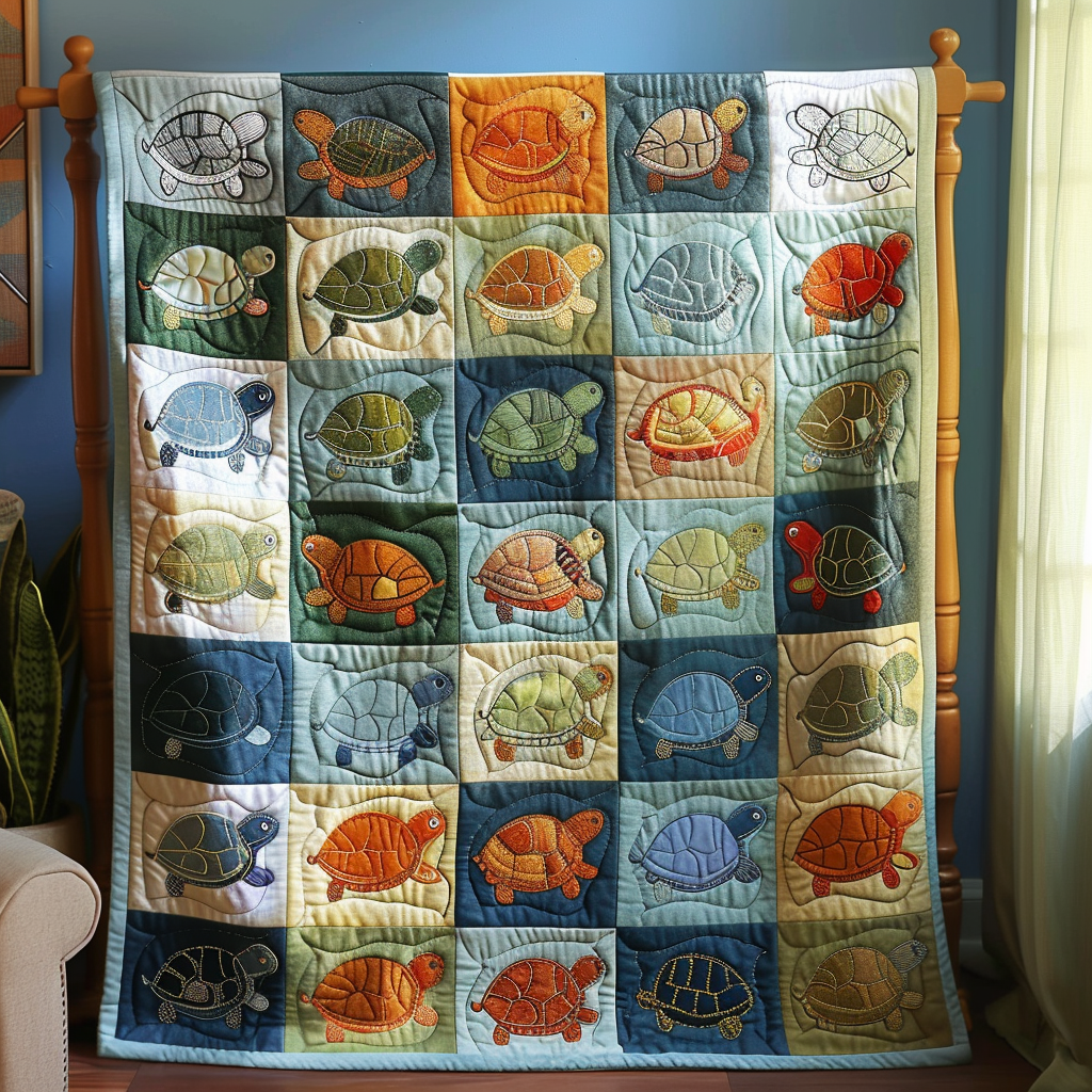 Turtle Parade Quilted Blanket Gifts For A Turtle Lover