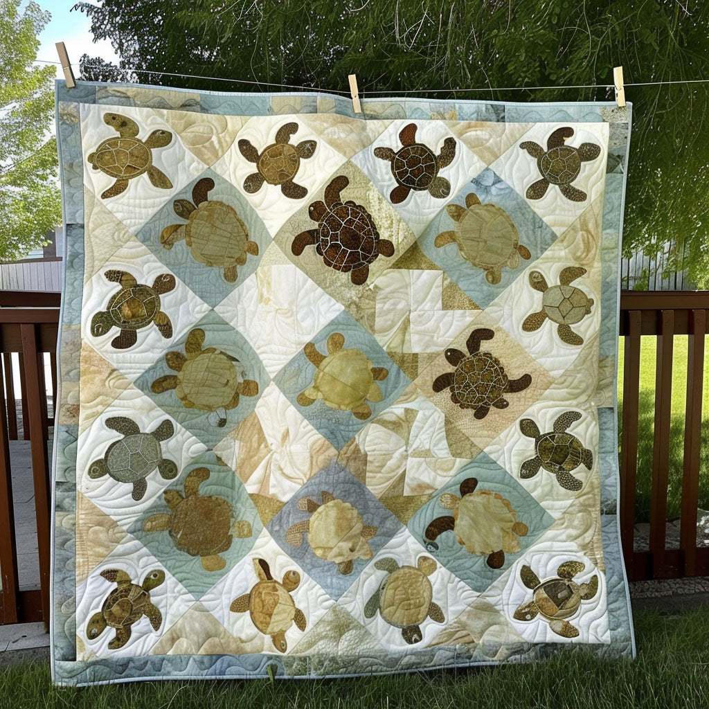 Turtle Paradise Quilted Blanket Gifts For A Turtle Lover