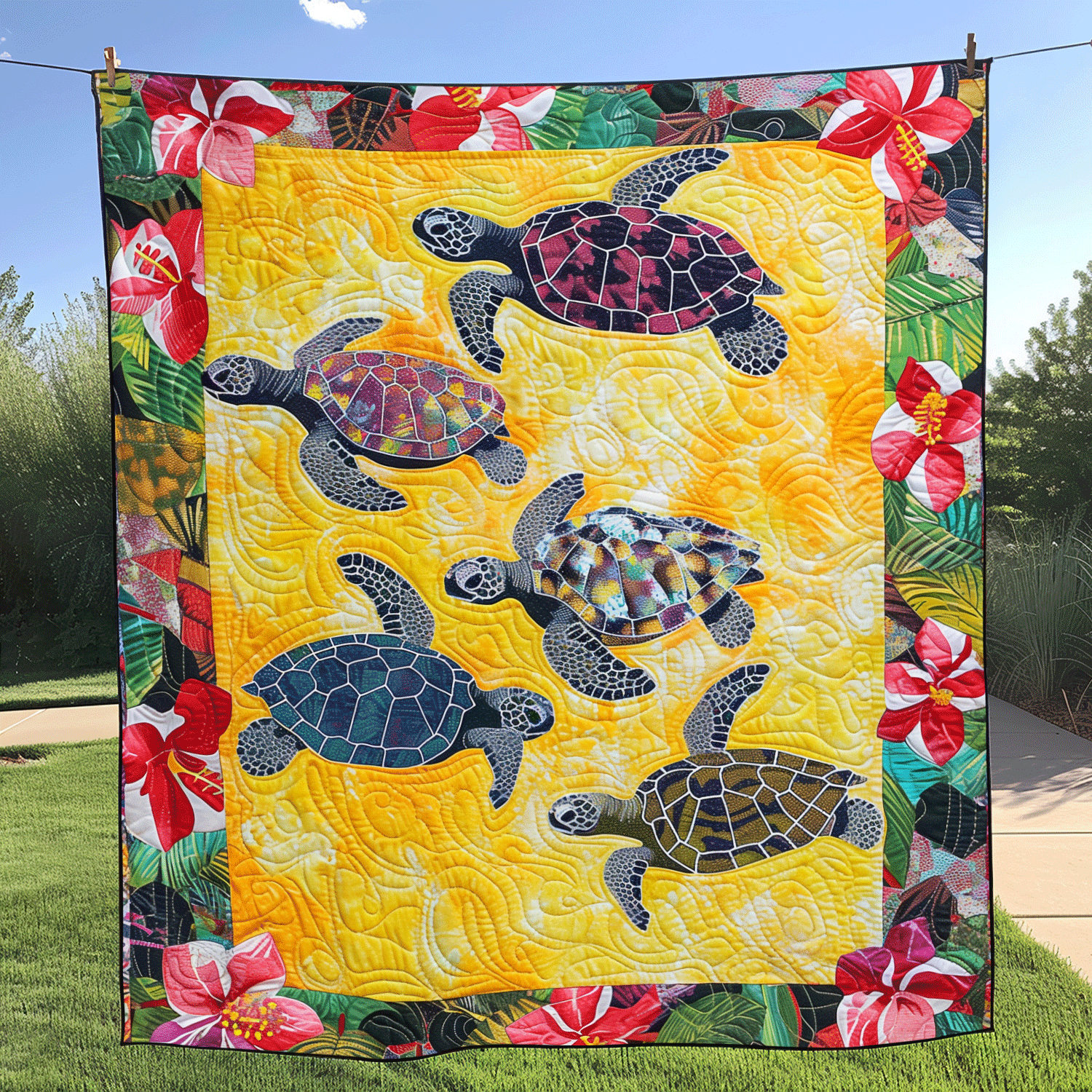 Turtle Paradise Quilted Blanket Gifts For A Turtle Lover