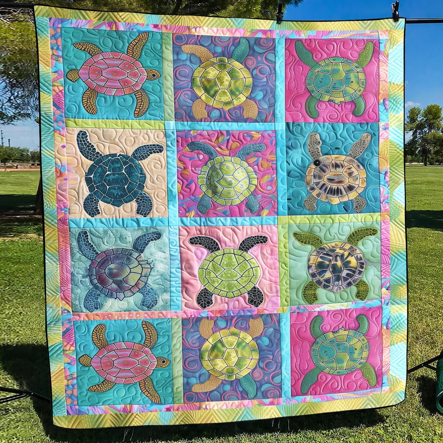 Turtle Paradise Quilted Blanket Presents For Turtle Lovers