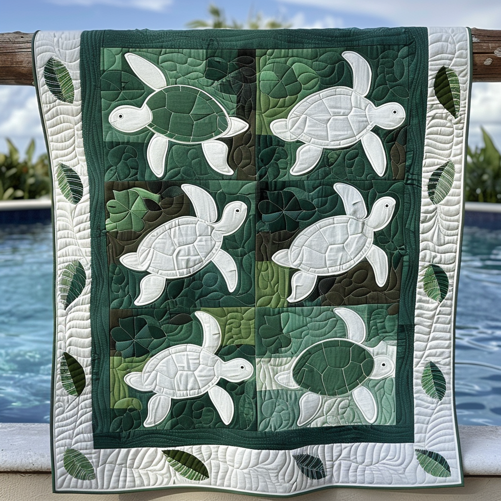 Turtle Patchwork Quilted Blanket Presents For Turtle Lovers