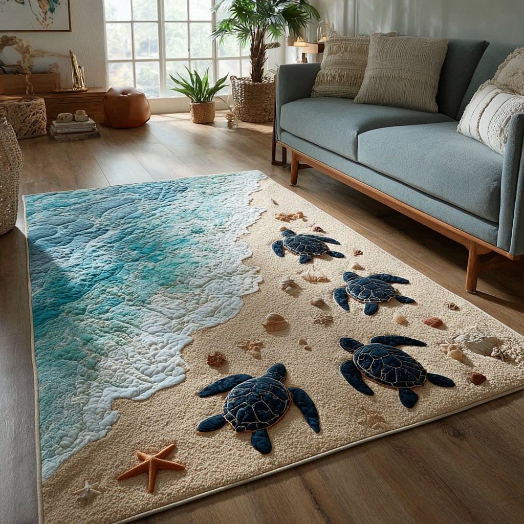 Turtle Path Area Rug  Modern Rugs Best Gift for Turtle Lovers