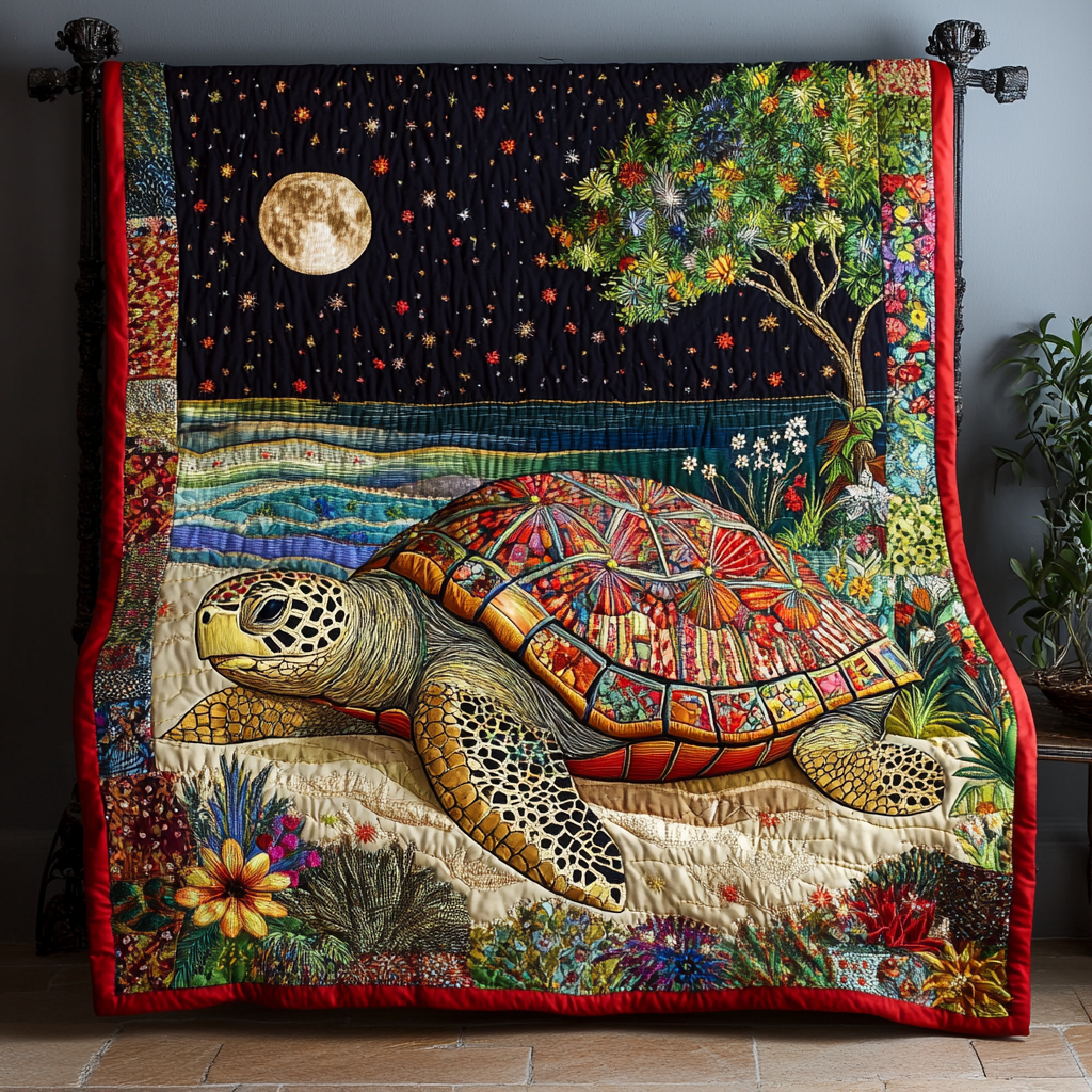 Turtle Path Quilted Blanket Best Throw Blanket Birthday Gift Ideas For Beach Lovers