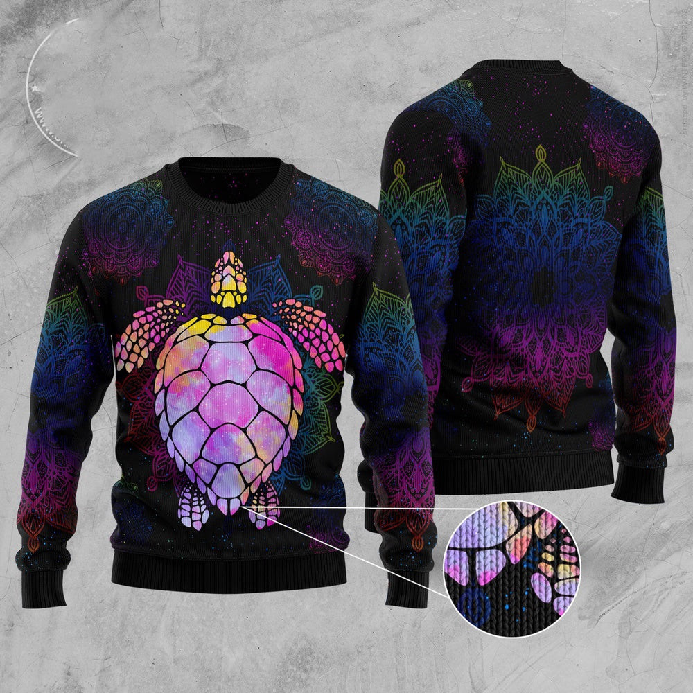 Turtle Purple Mandala Ugly Christmas Sweater Funny Ugly Christmas Sweater Holiday Gifts