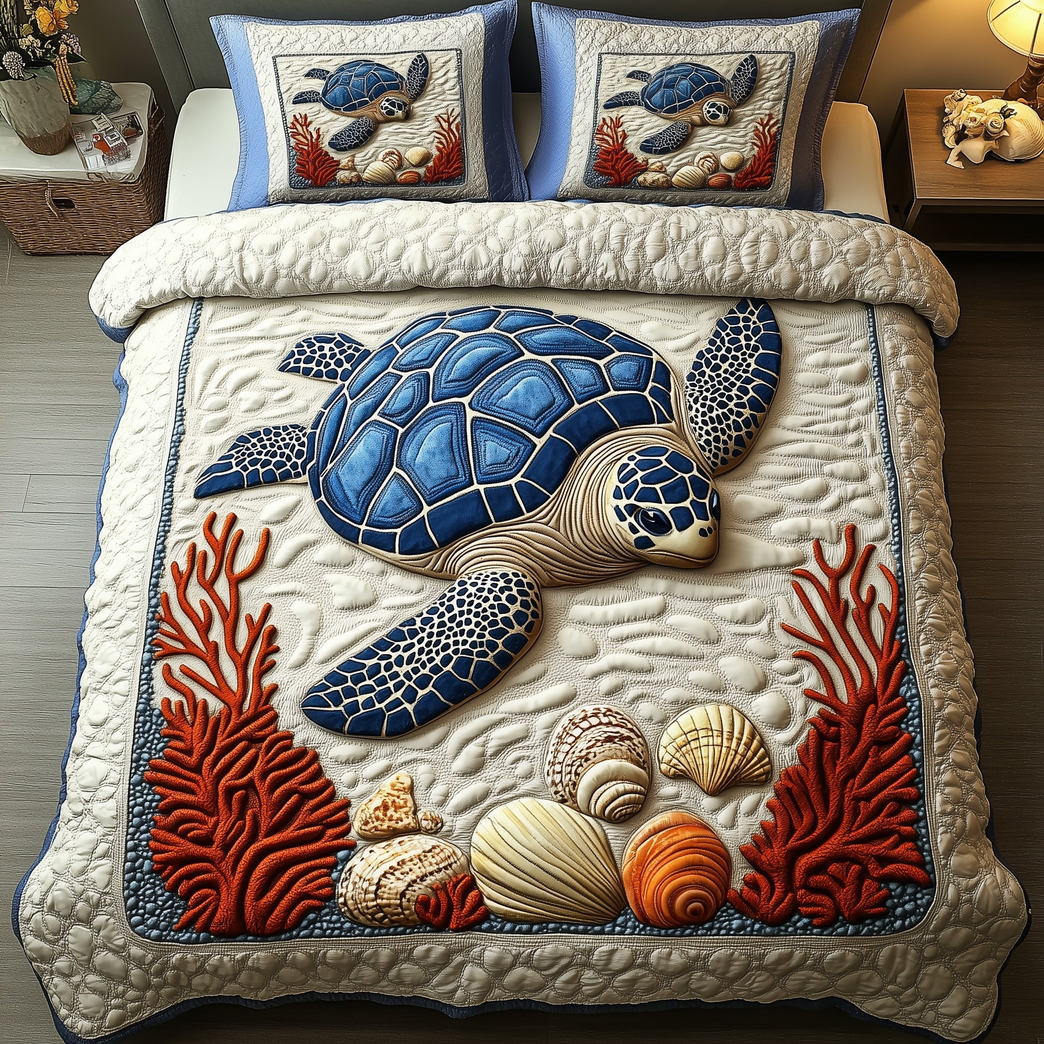 Turtle Quilted Bedding Set Housewarming Gift