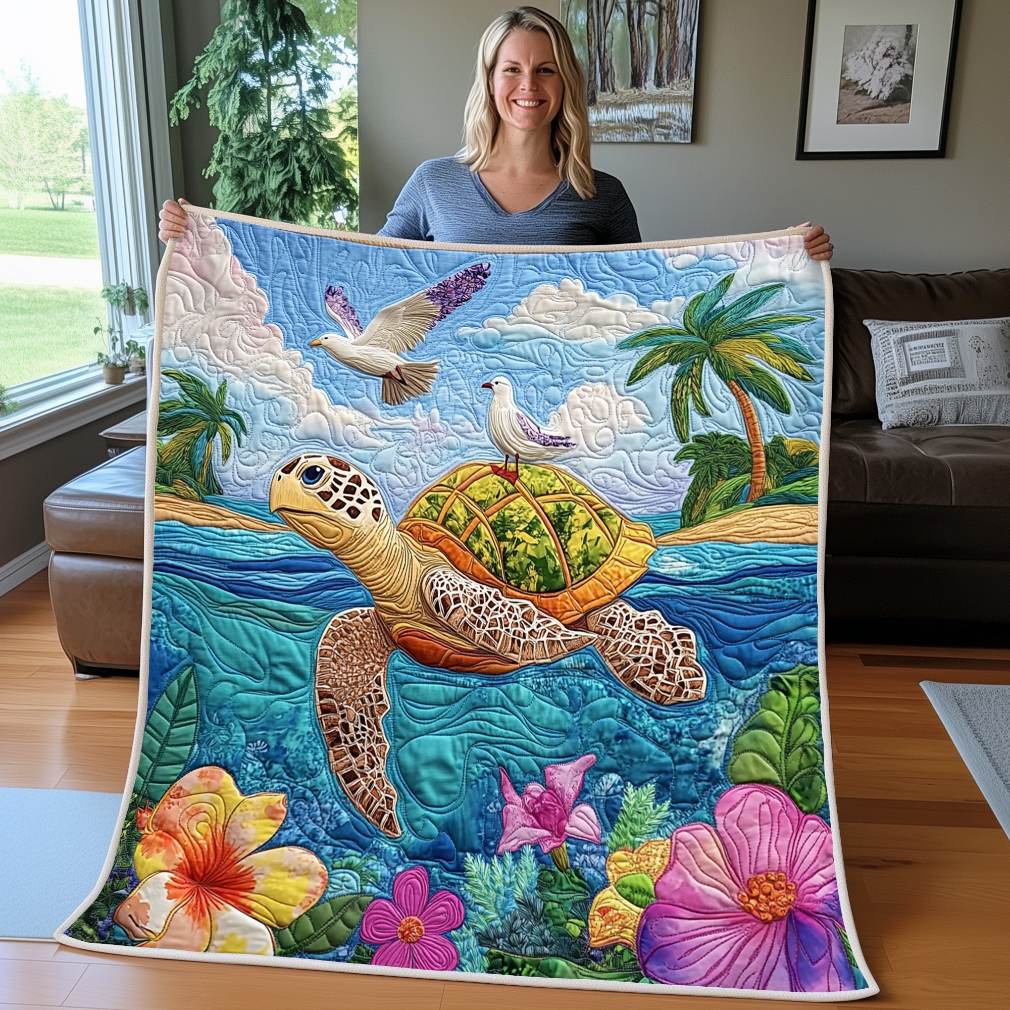 Turtle  Quilted Blanket Best Couch Throw BlanketBest Gifts For Turtle Lovers