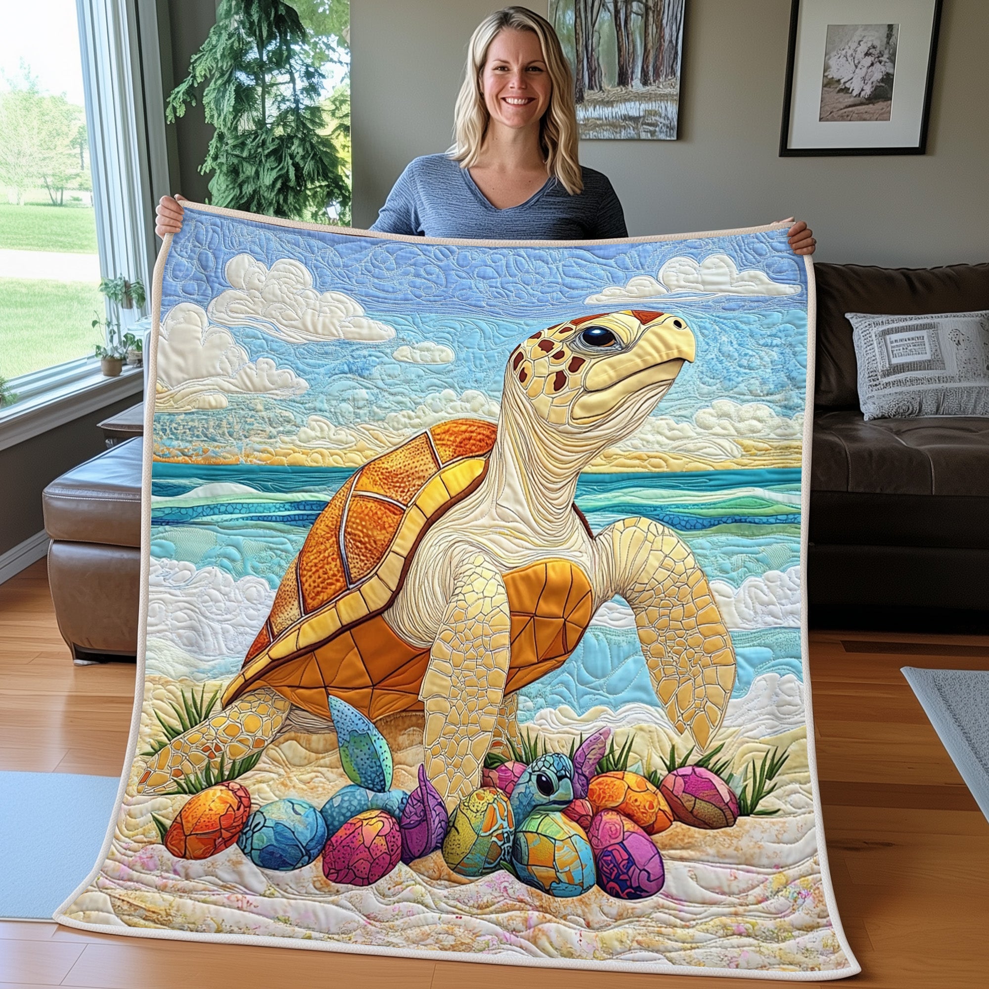 Turtle  Quilted Blanket Best Couch Throw BlanketSea Turtle Present Ideas Xmas