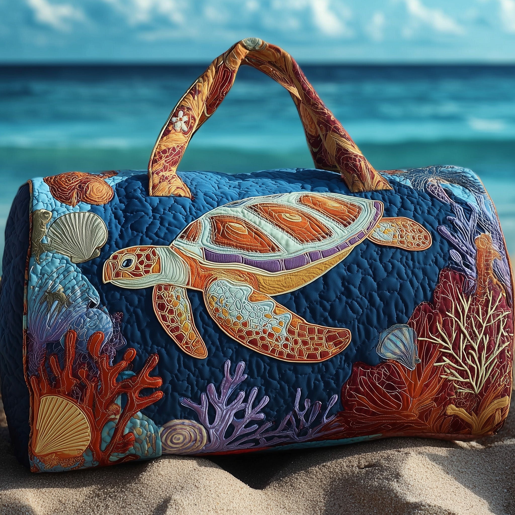 Turtle Quilted Duffle Bag Easy To Clean Surface