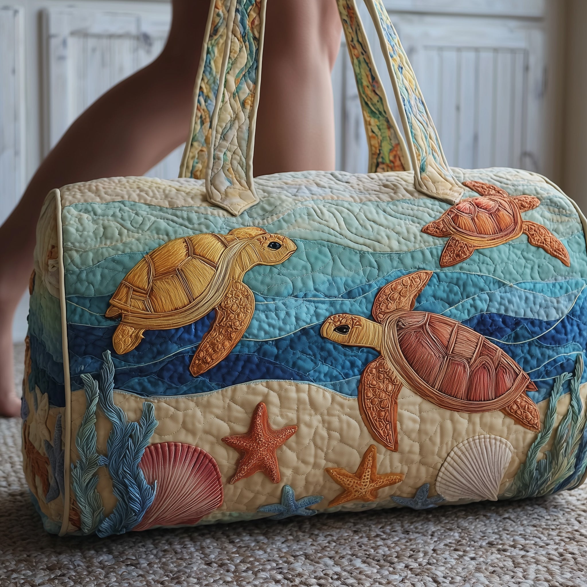 Turtle Quilted Duffle Bag For Carry On Use