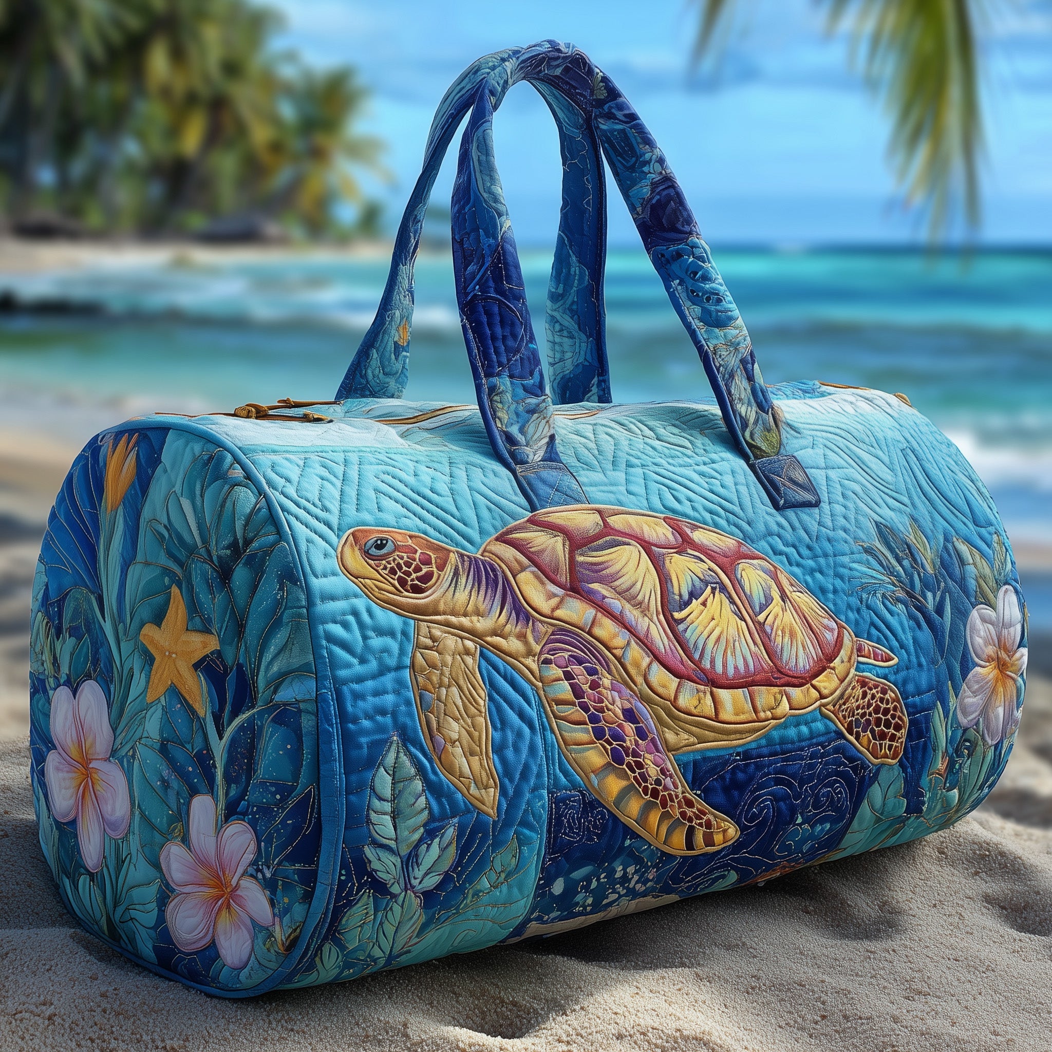 Turtle Quilted Duffle Bag For Outdoor Activities