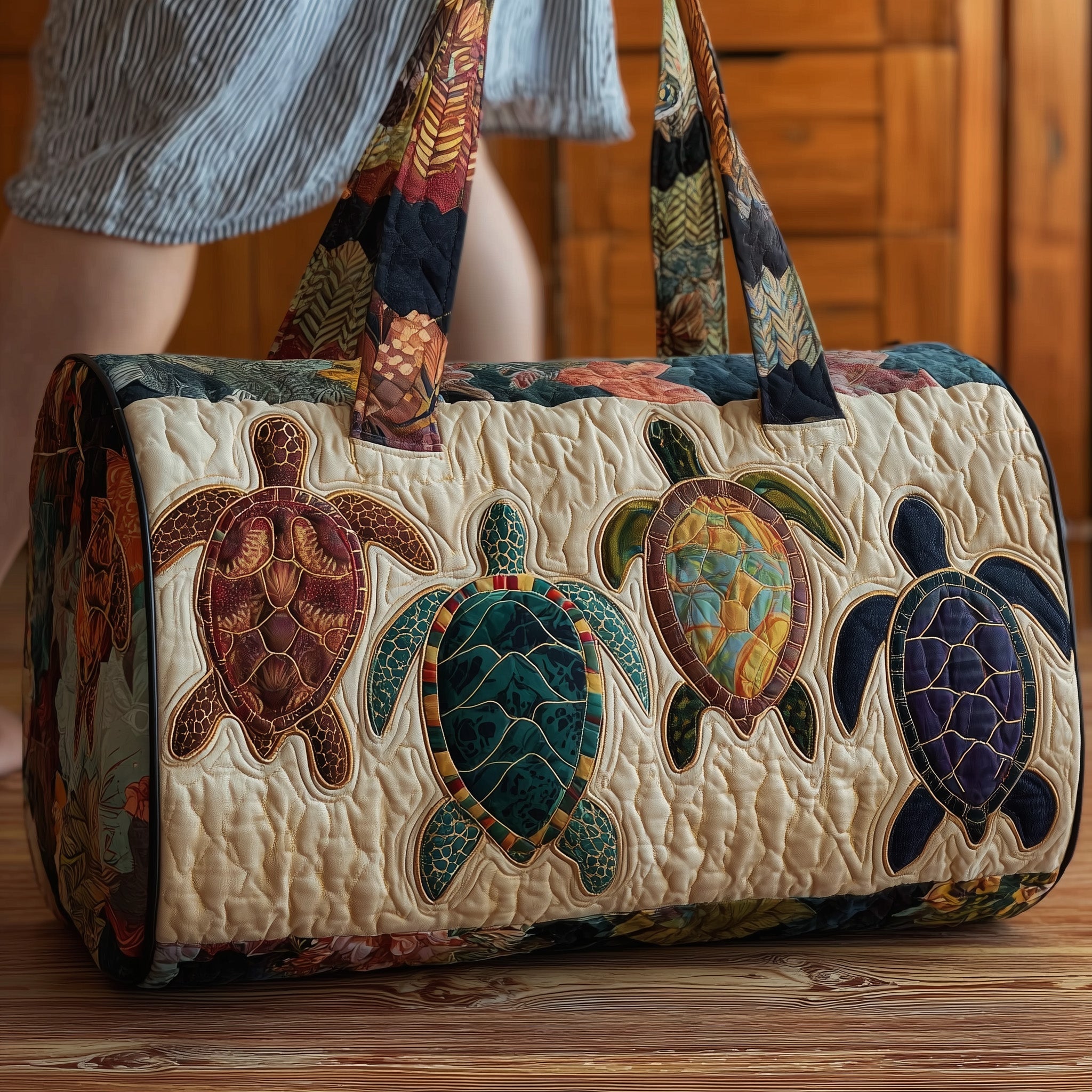 Turtle Quilted Duffle Bag For Work And Travel